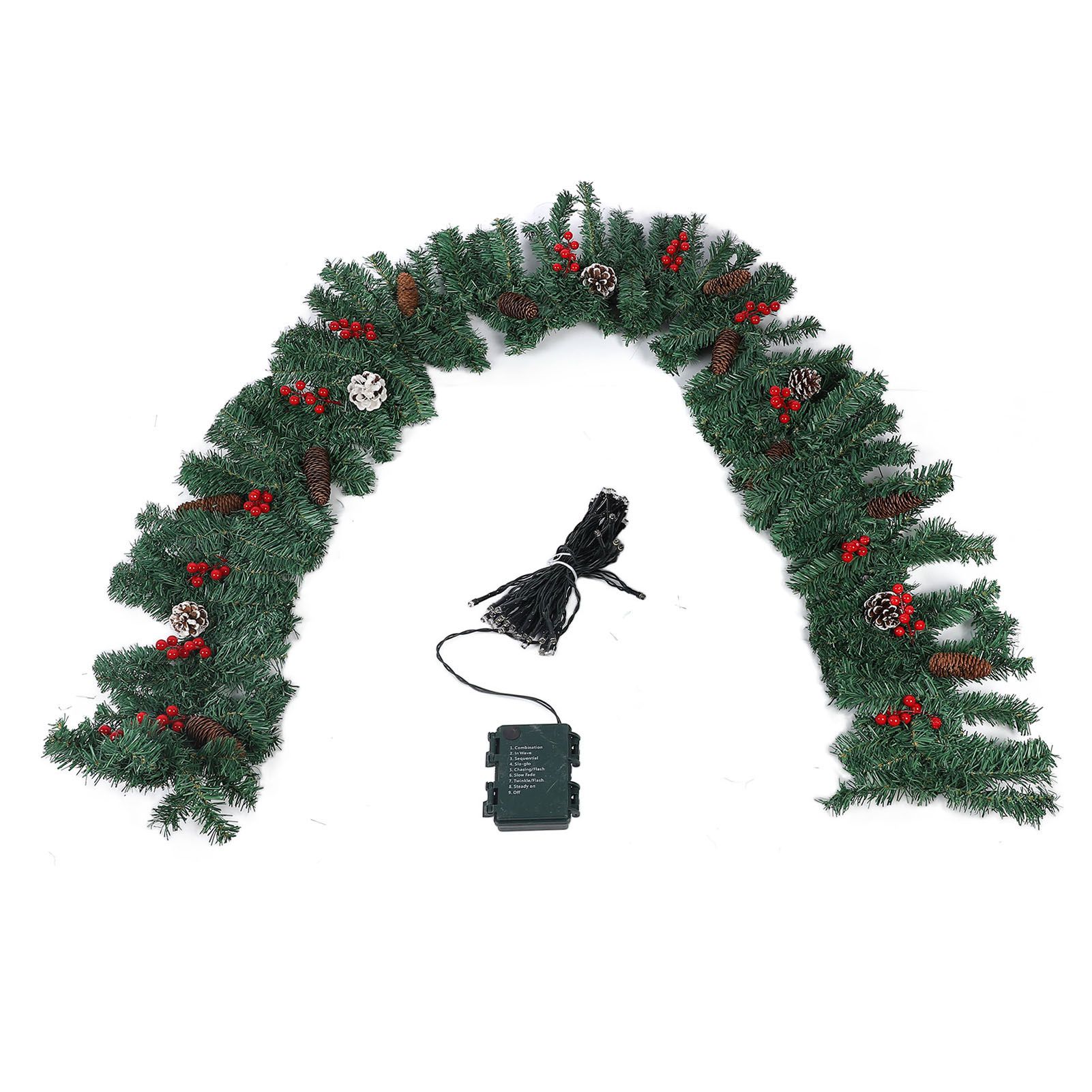 8.9ft Pre Lit Artificial Xmas Garland 50 LED Battery Operated Lighted Xmas view 3