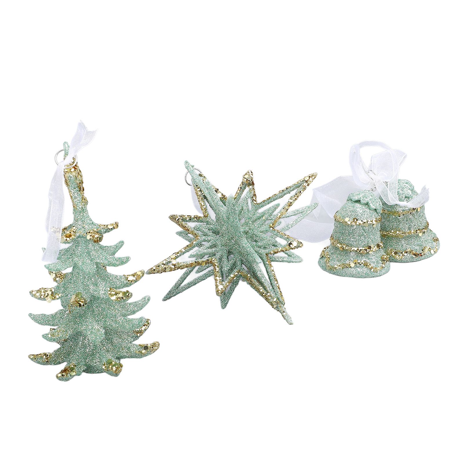3pcs Xmas Hanging Decor Xmas Tree Bell Star Shape Ornaments for Stair Door view 4
