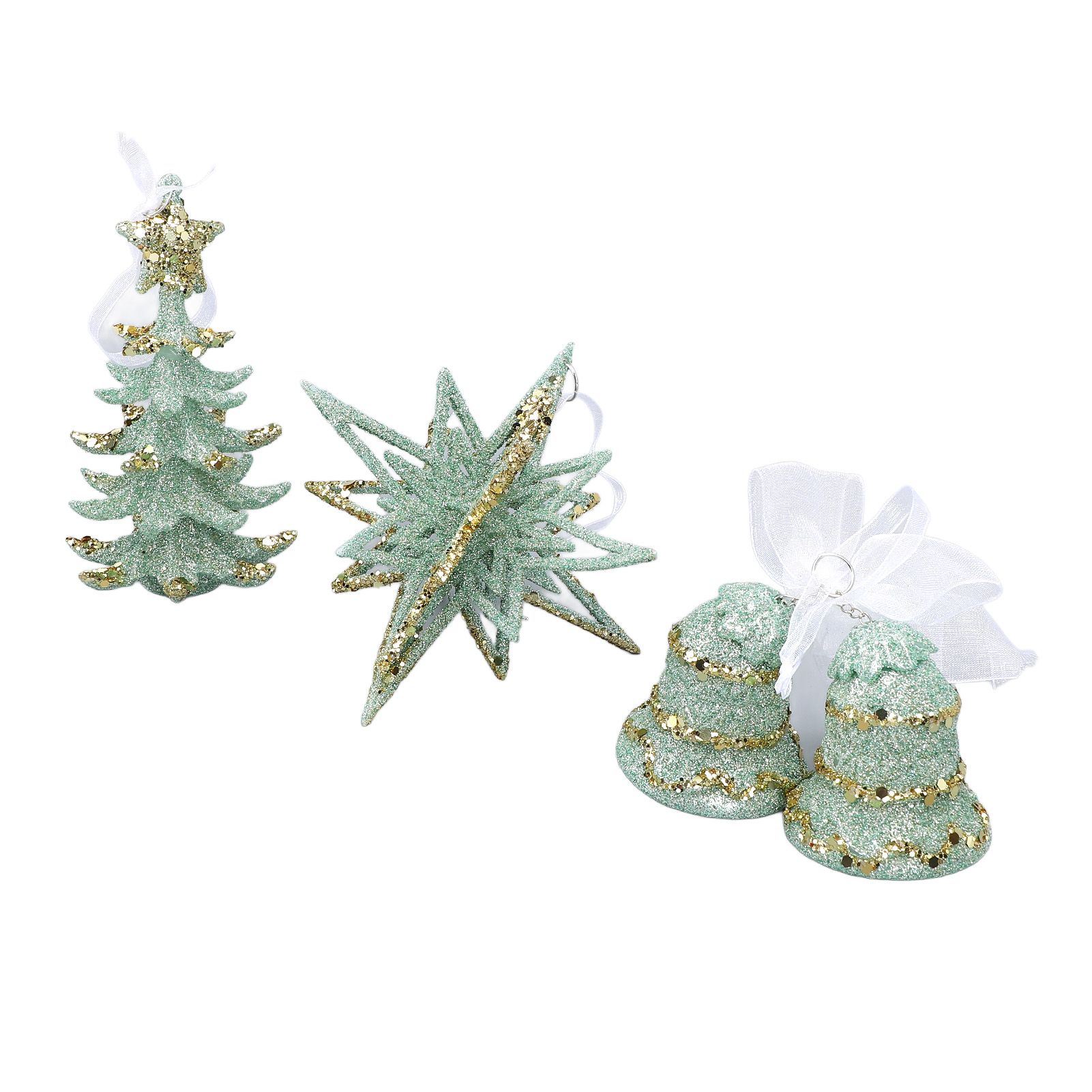 3pcs Xmas Hanging Decor Xmas Tree Bell Star Shape Ornaments for Stair Door view 6