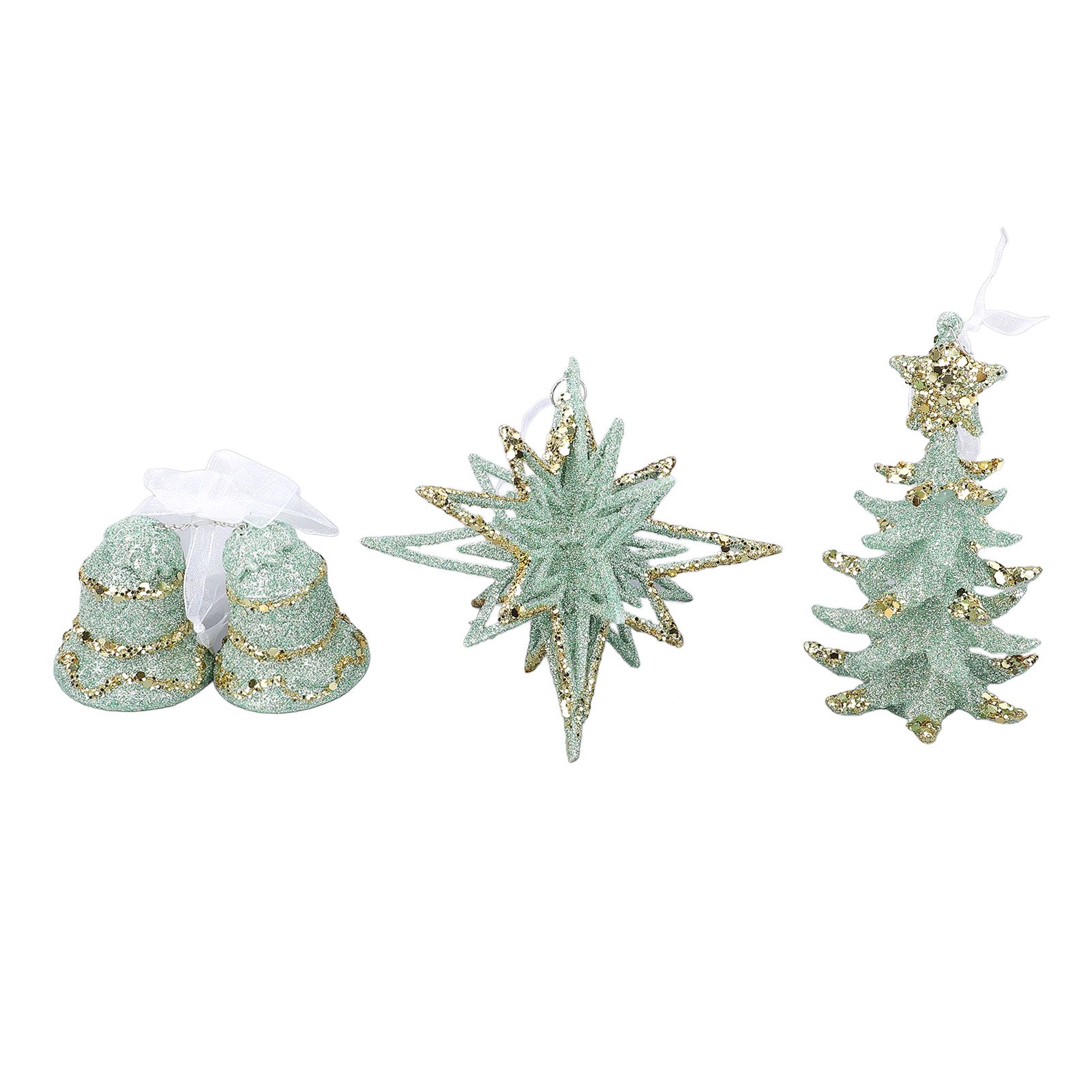 3pcs Xmas Hanging Decor Xmas Tree Bell Star Shape Ornaments for Stair Door view 8