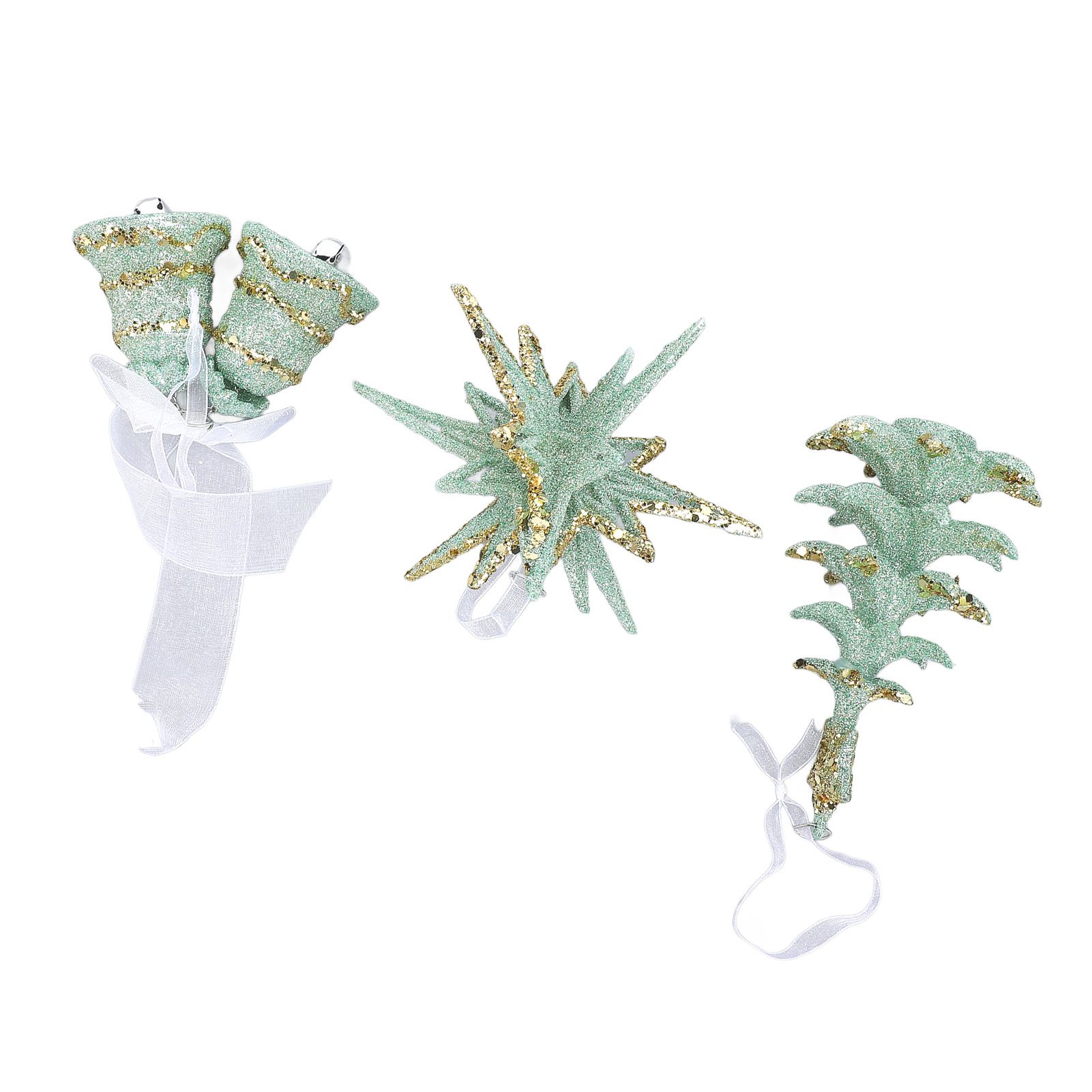 3pcs Xmas Hanging Decor Xmas Tree Bell Star Shape Ornaments for Stair Door view 9