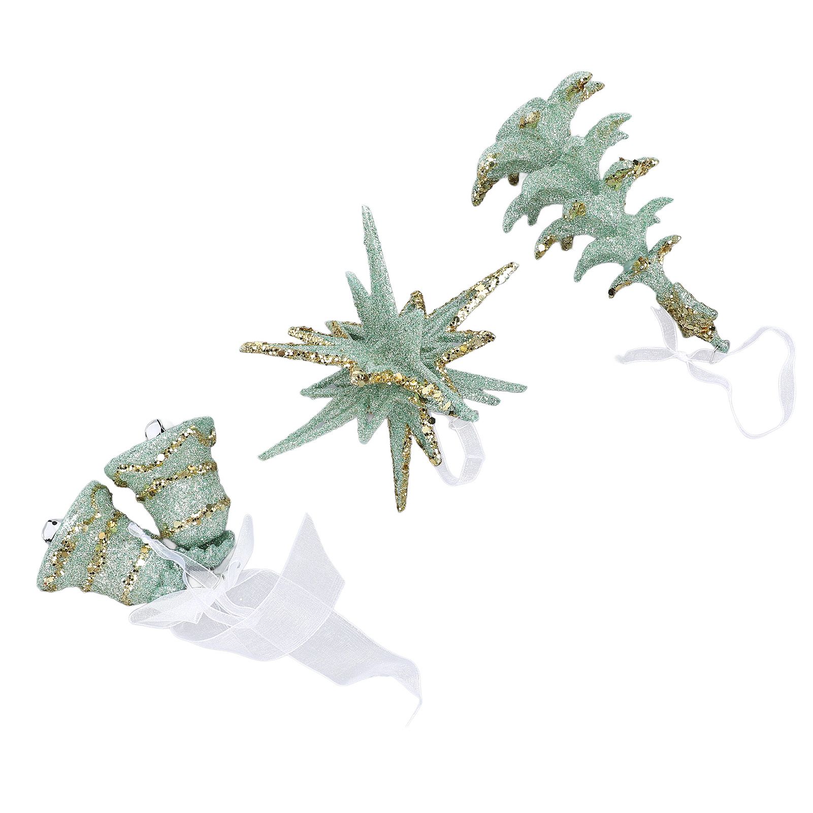 3pcs Xmas Hanging Decor Xmas Tree Bell Star Shape Ornaments for Stair Door view 10