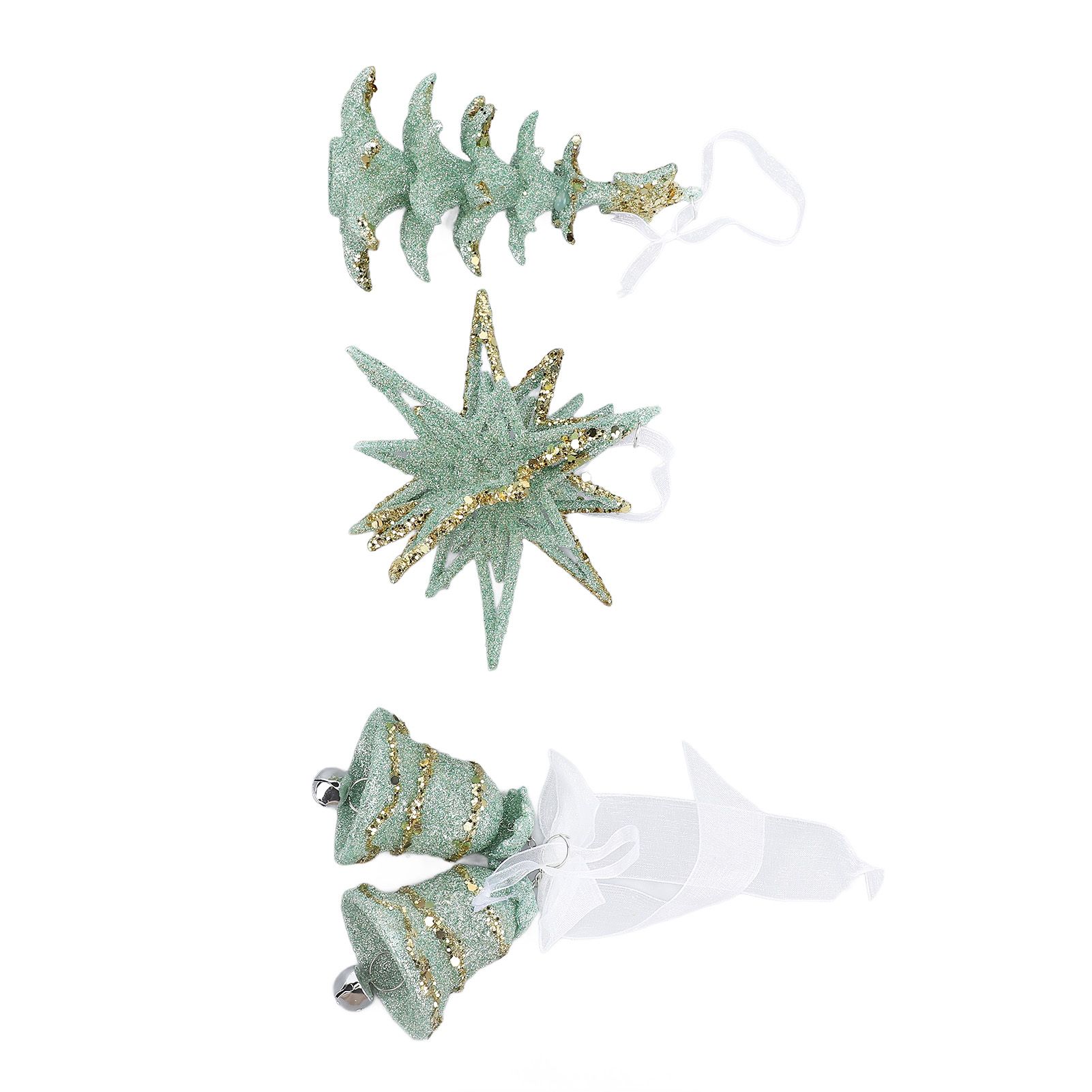 3pcs Xmas Hanging Decor Xmas Tree Bell Star Shape Ornaments for Stair Door view 11