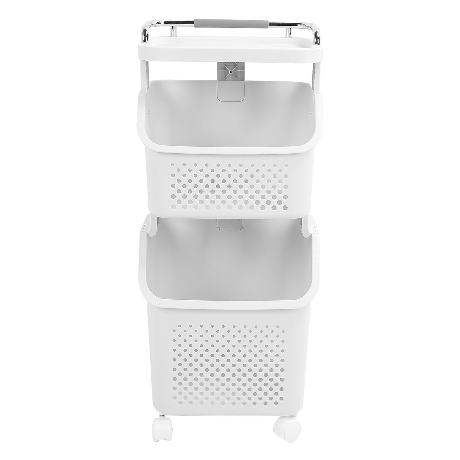 Rolling Laundry Hamper PP ABS Laundry Shelf Clothes Storage Basket Organizer
