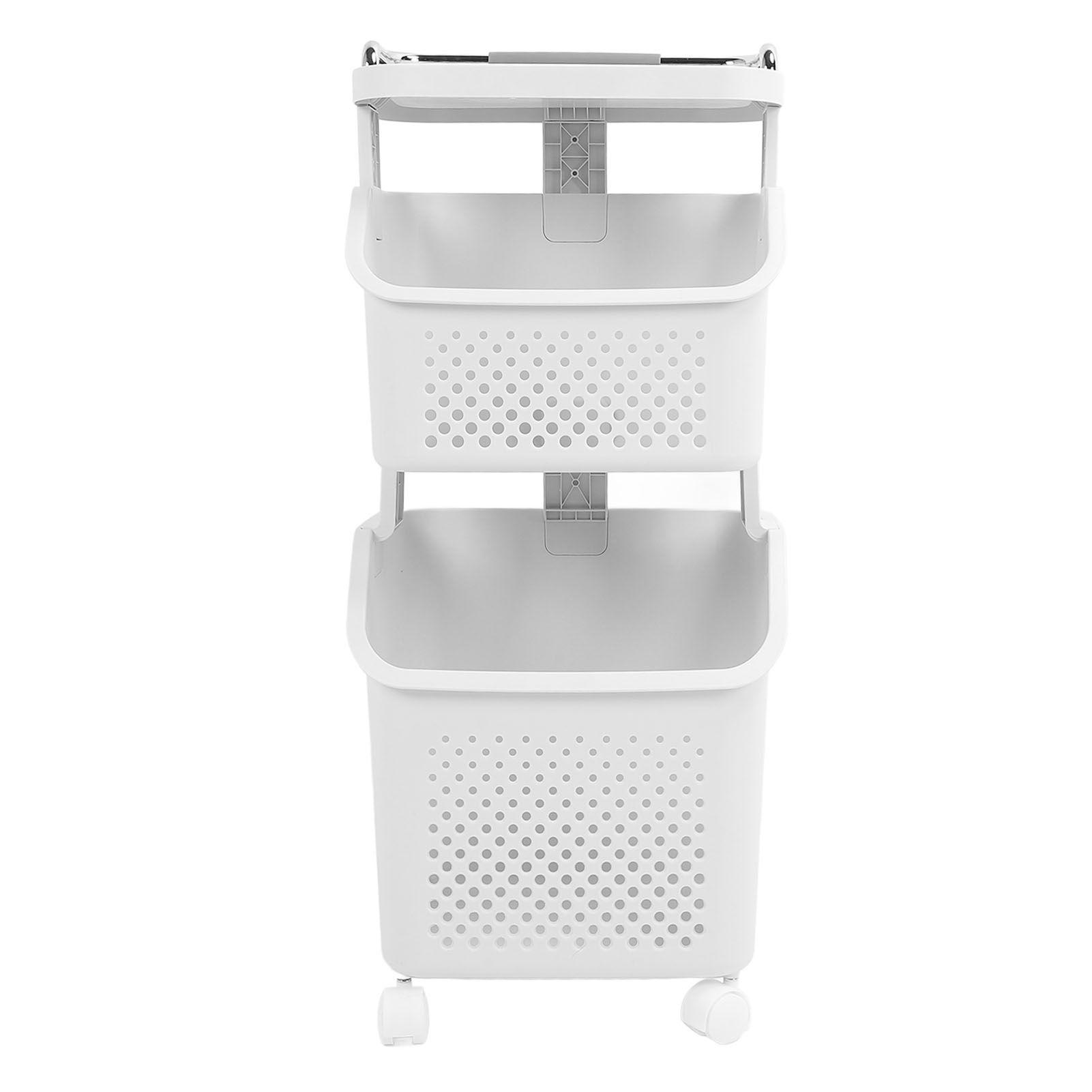 Rolling Laundry Hamper PP ABS Laundry Shelf Clothes Storage Basket Organizer view 3