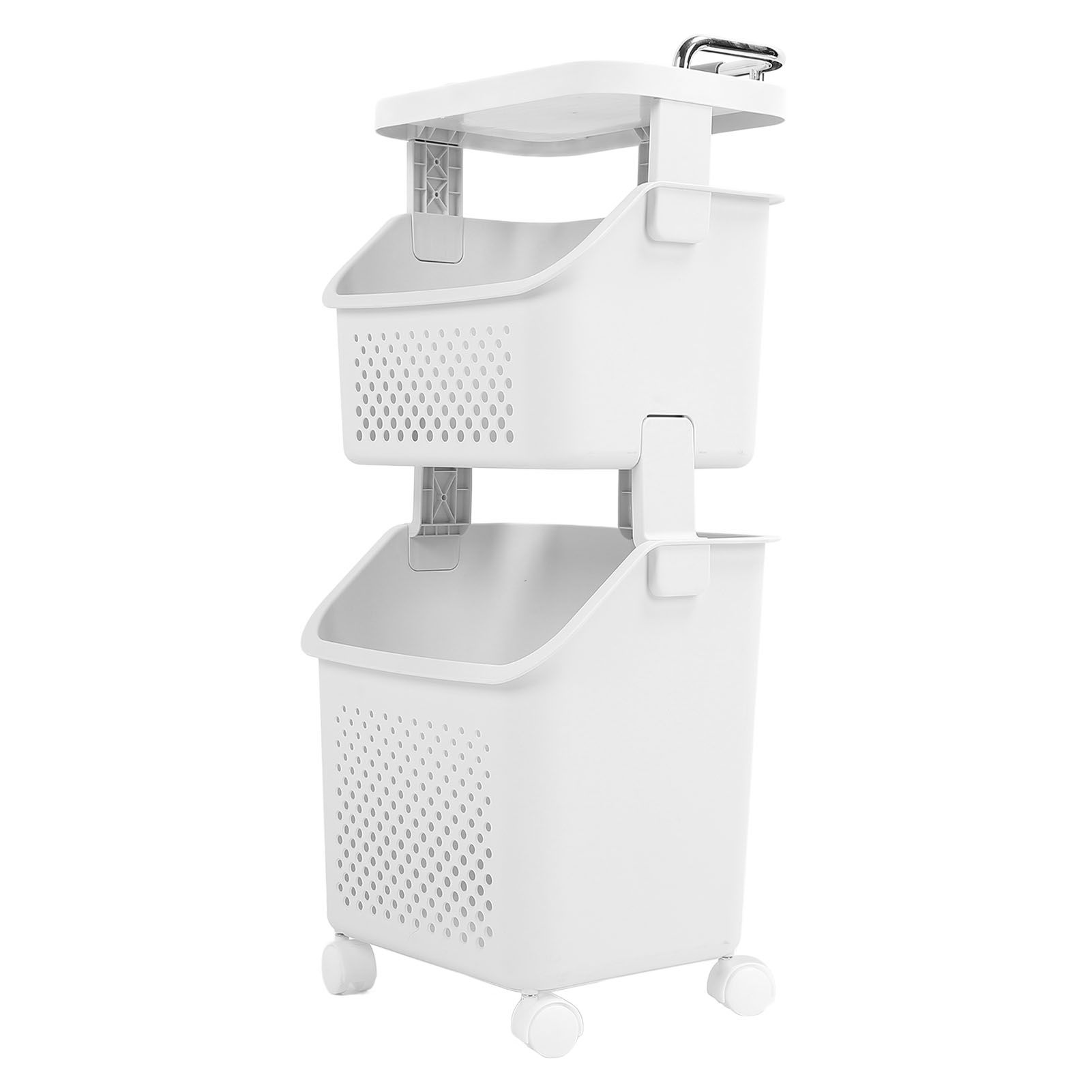 Rolling Laundry Hamper PP ABS Laundry Shelf Clothes Storage Basket Organizer view 4