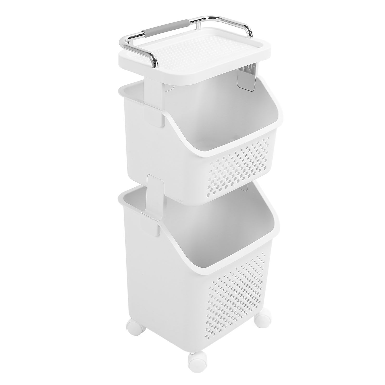 Rolling Laundry Hamper PP ABS Laundry Shelf Clothes Storage Basket Organizer view 8
