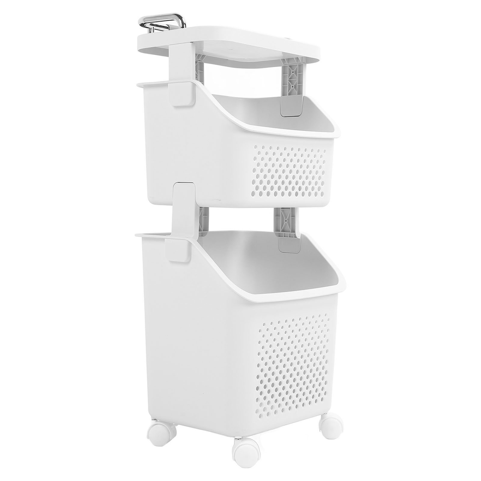 Rolling Laundry Hamper PP ABS Laundry Shelf Clothes Storage Basket Organizer view 9