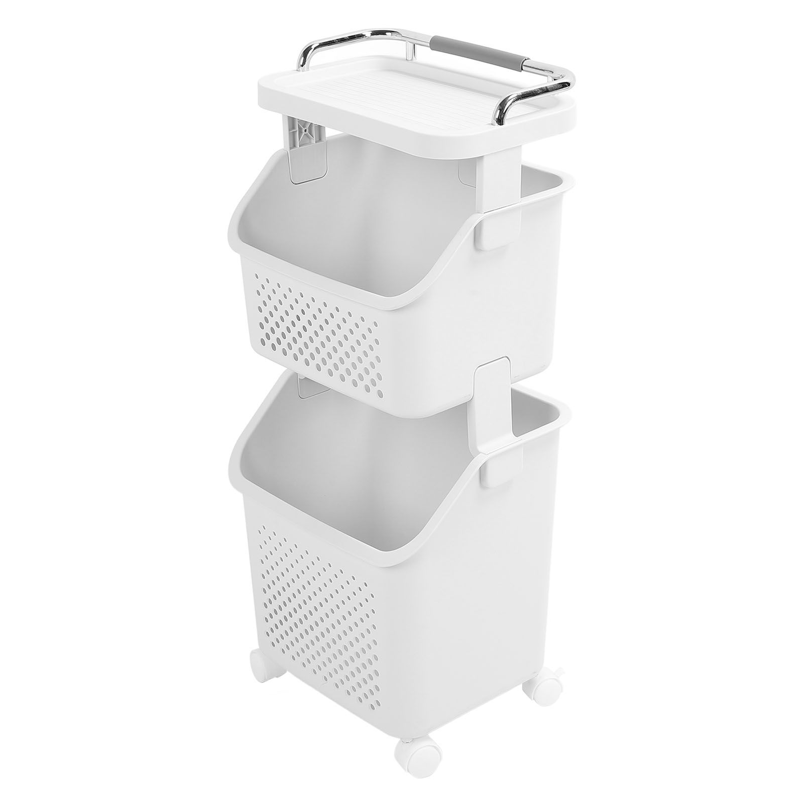 Rolling Laundry Hamper PP ABS Laundry Shelf Clothes Storage Basket Organizer view 10