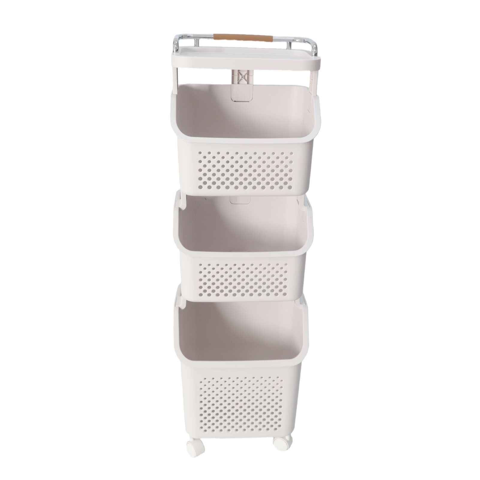 Rolling Laundry Hamper PP ABS Laundry Shelf Clothes Storage Basket Organizer