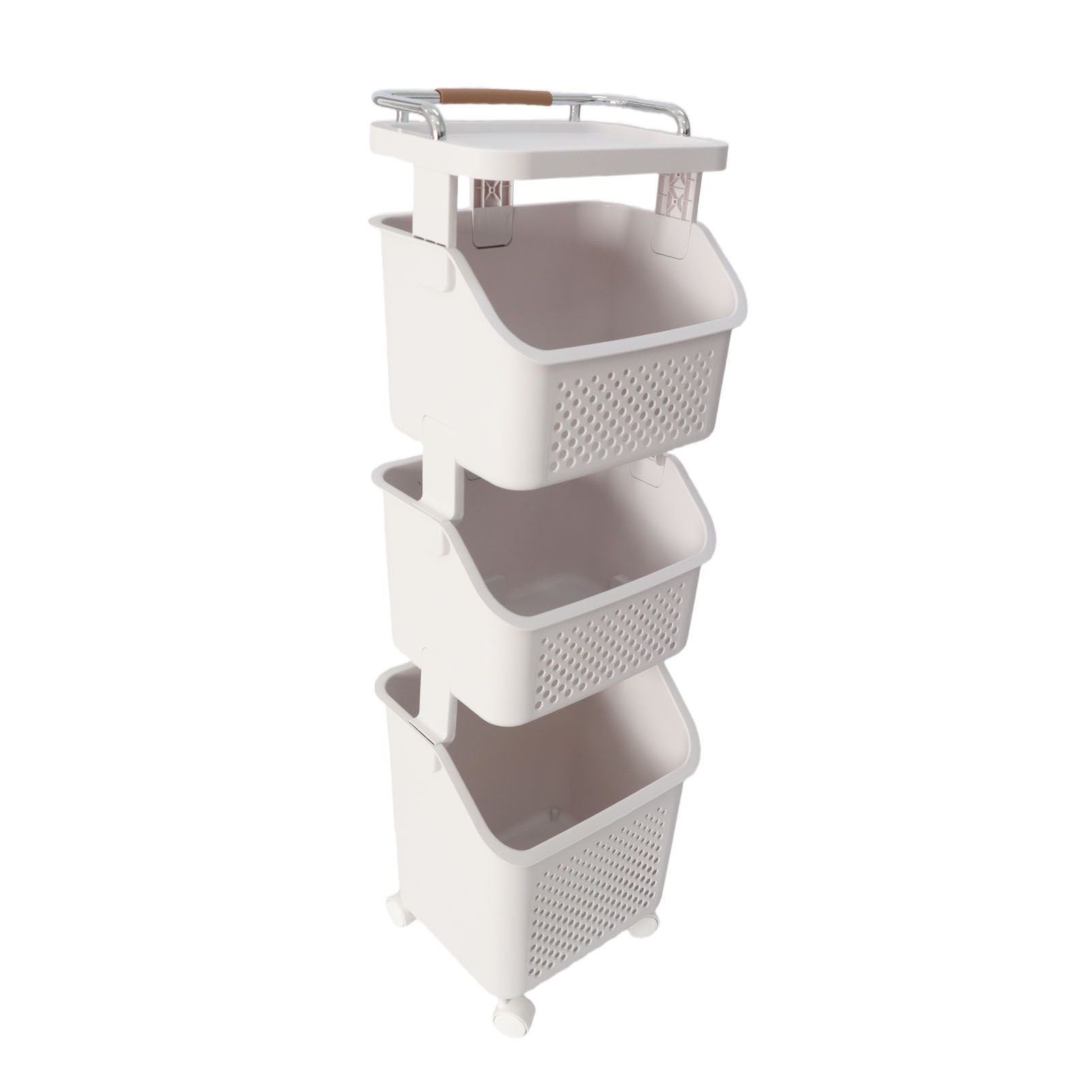 Rolling Laundry Hamper PP ABS Laundry Shelf Clothes Storage Basket Organizer view 3