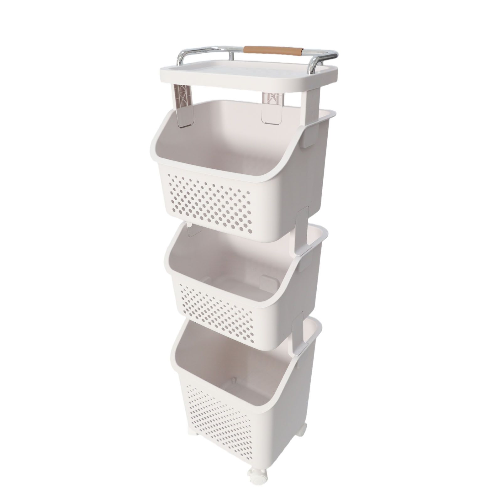 Rolling Laundry Hamper PP ABS Laundry Shelf Clothes Storage Basket Organizer view 4