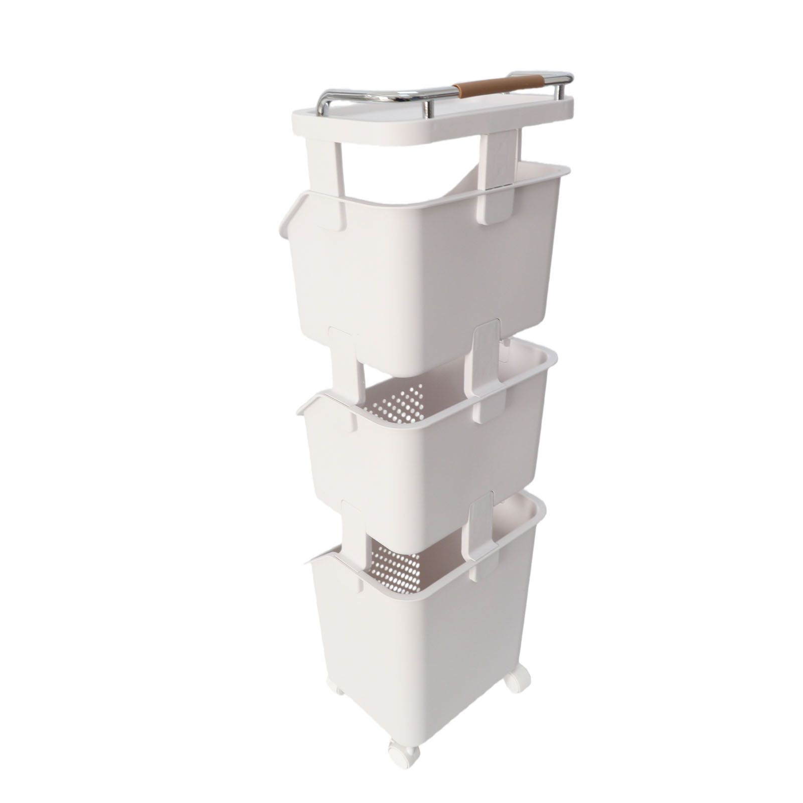Rolling Laundry Hamper PP ABS Laundry Shelf Clothes Storage Basket Organizer view 8