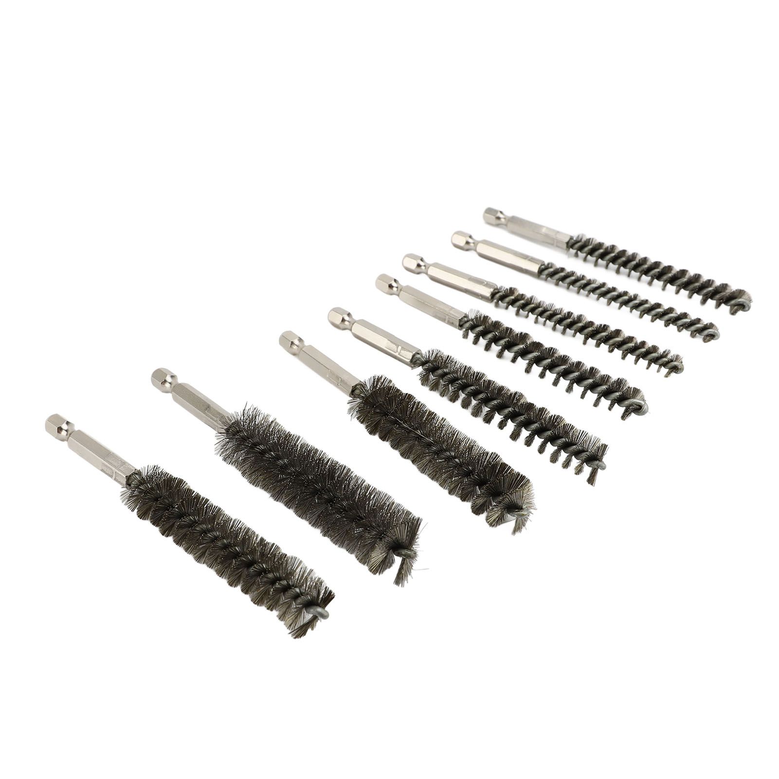 8PCS Pipe Brush 304 Stainless Steel Hex Shank Bore Cleaning Brushes Set for view 6