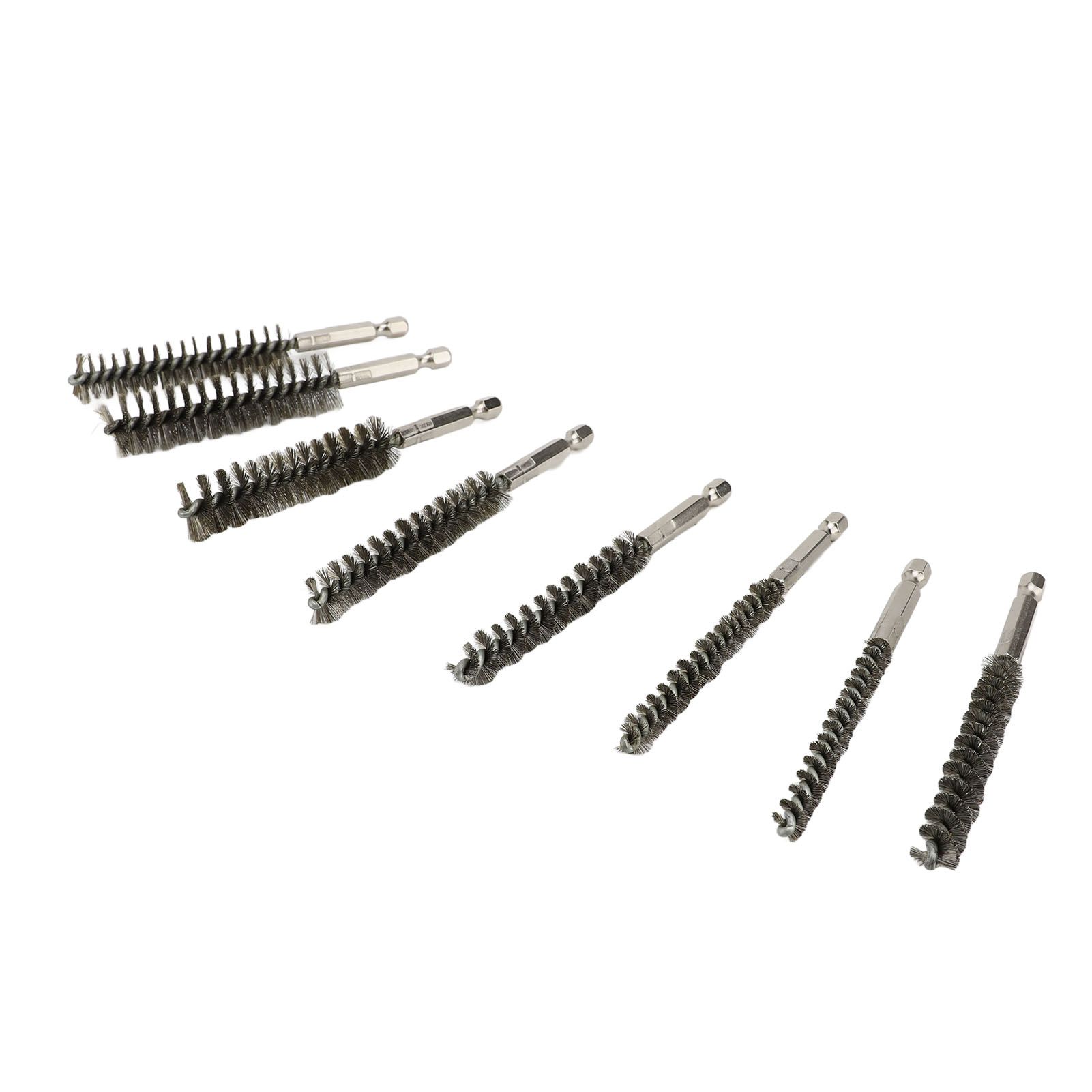 8PCS Pipe Brush 304 Stainless Steel Hex Shank Bore Cleaning Brushes Set for view 8