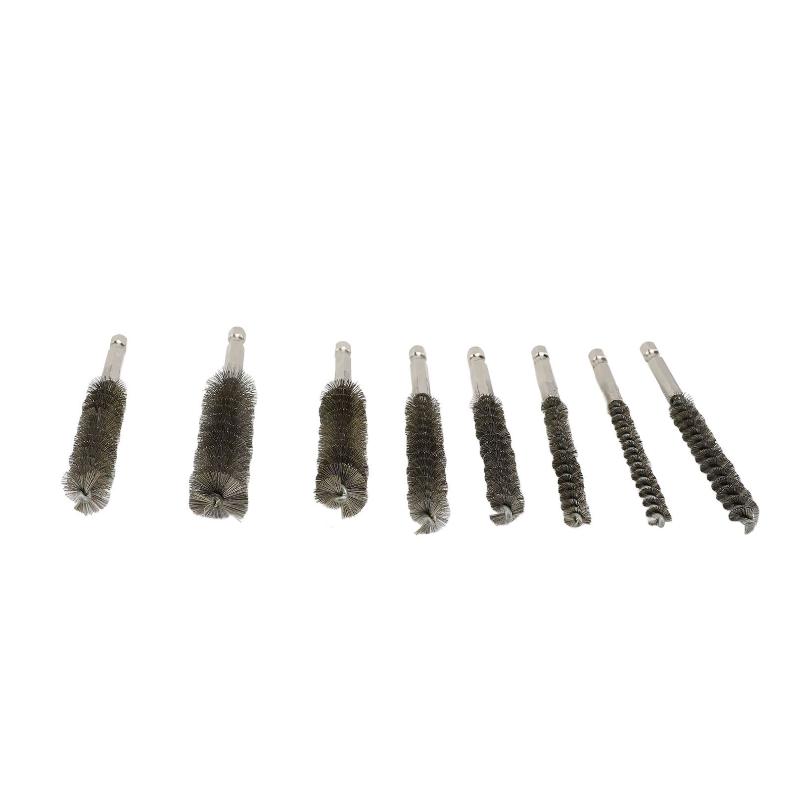 8PCS Pipe Brush 304 Stainless Steel Hex Shank Bore Cleaning Brushes Set for view 9