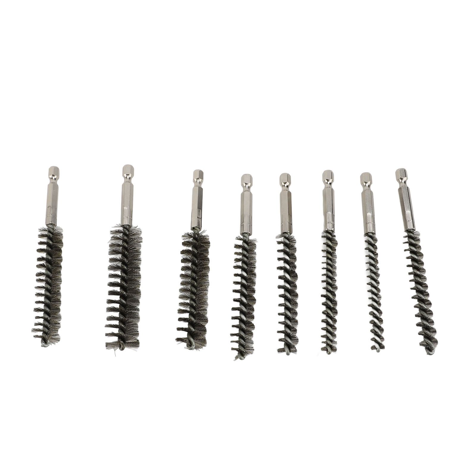 8PCS Pipe Brush 304 Stainless Steel Hex Shank Bore Cleaning Brushes Set for view 11
