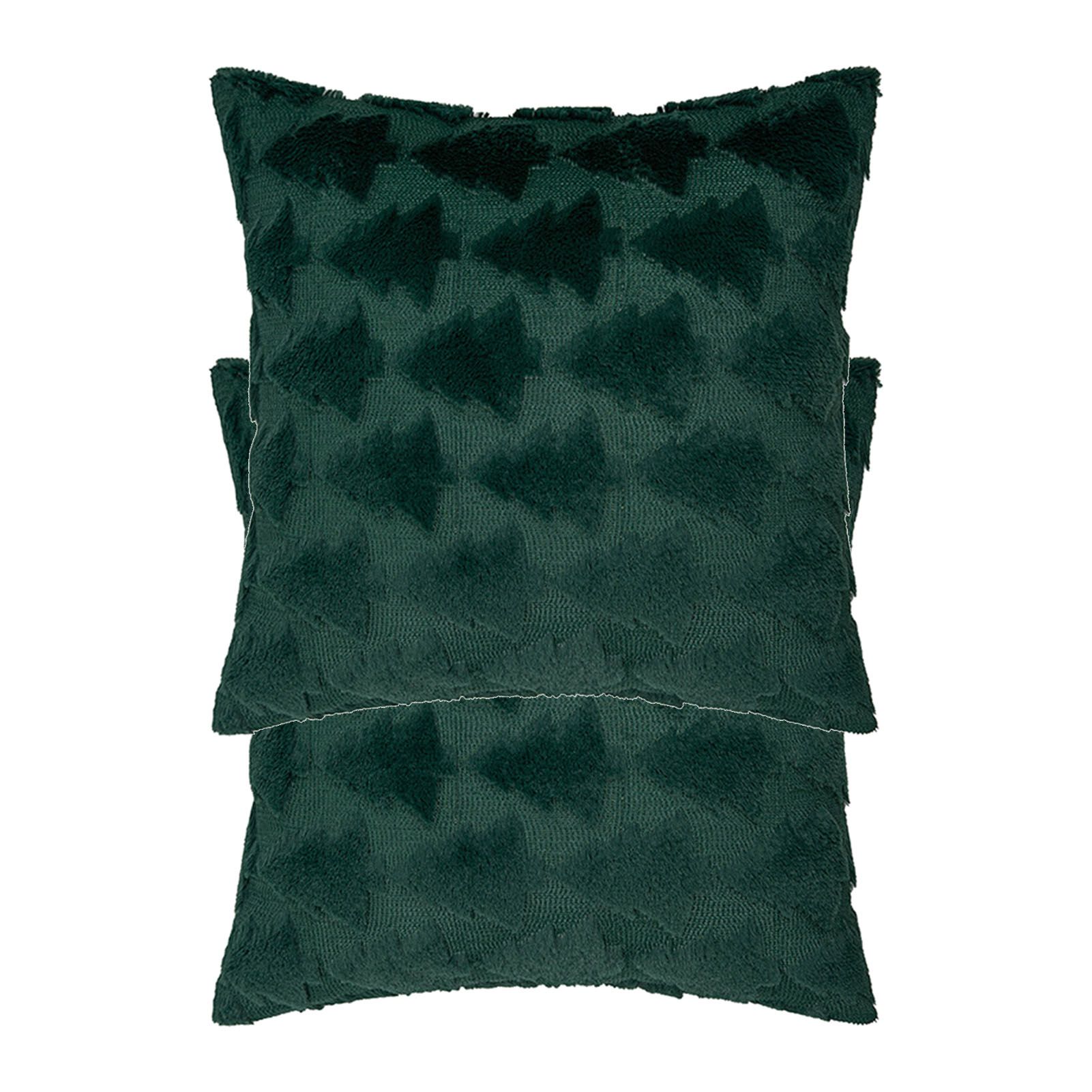 2pcs Xmas Tree Throw Pillow Covers Dark Green Decorative Soft Pillowcases for
