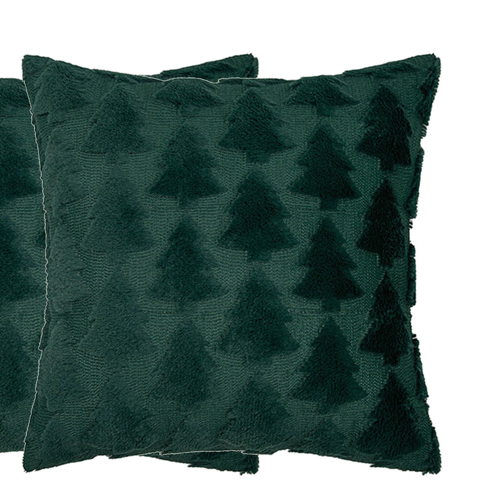 2pcs Xmas Tree Throw Pillow Covers Dark Green Decorative Soft Pillowcases for view 2