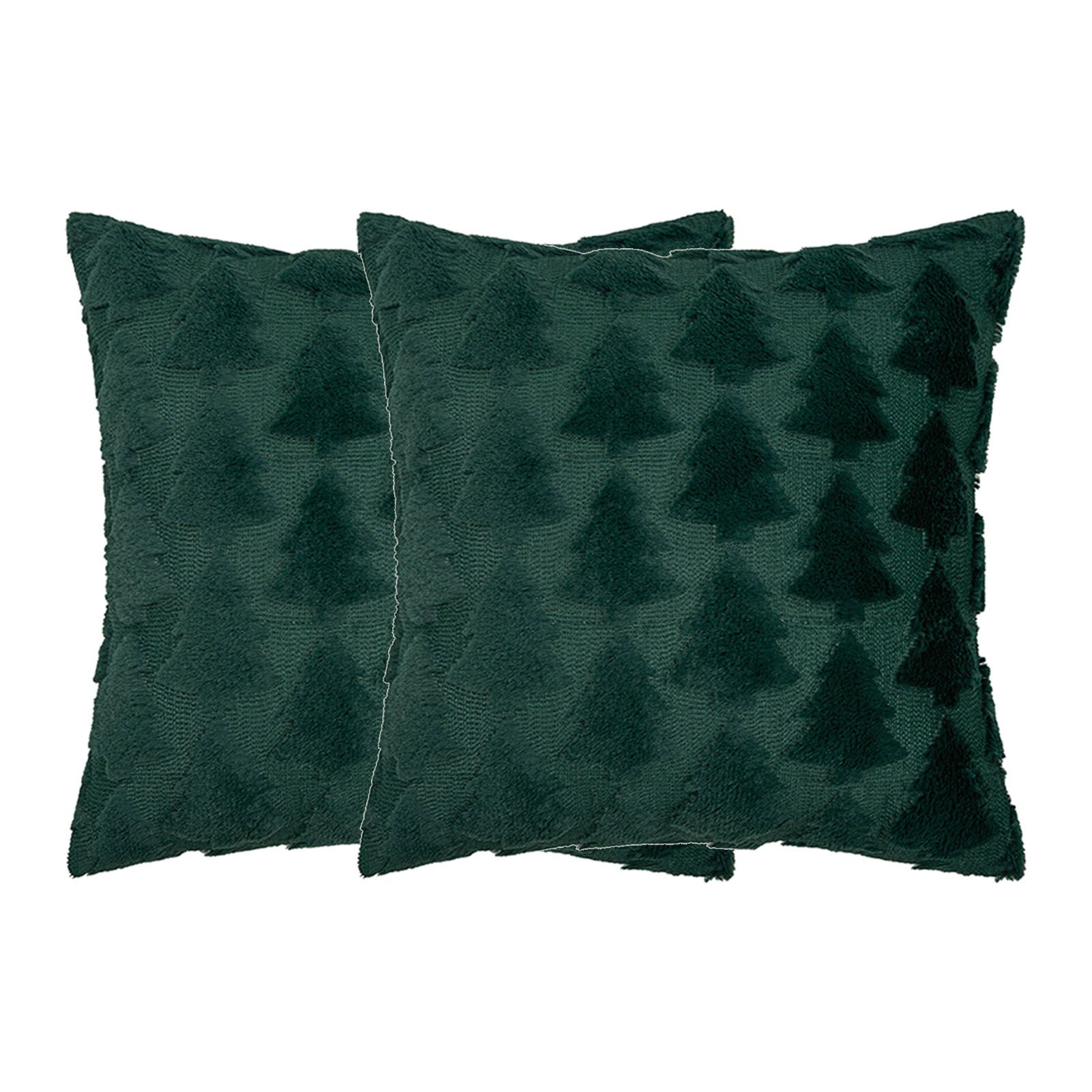 2pcs Xmas Tree Throw Pillow Covers Dark Green Decorative Soft Pillowcases for view 3