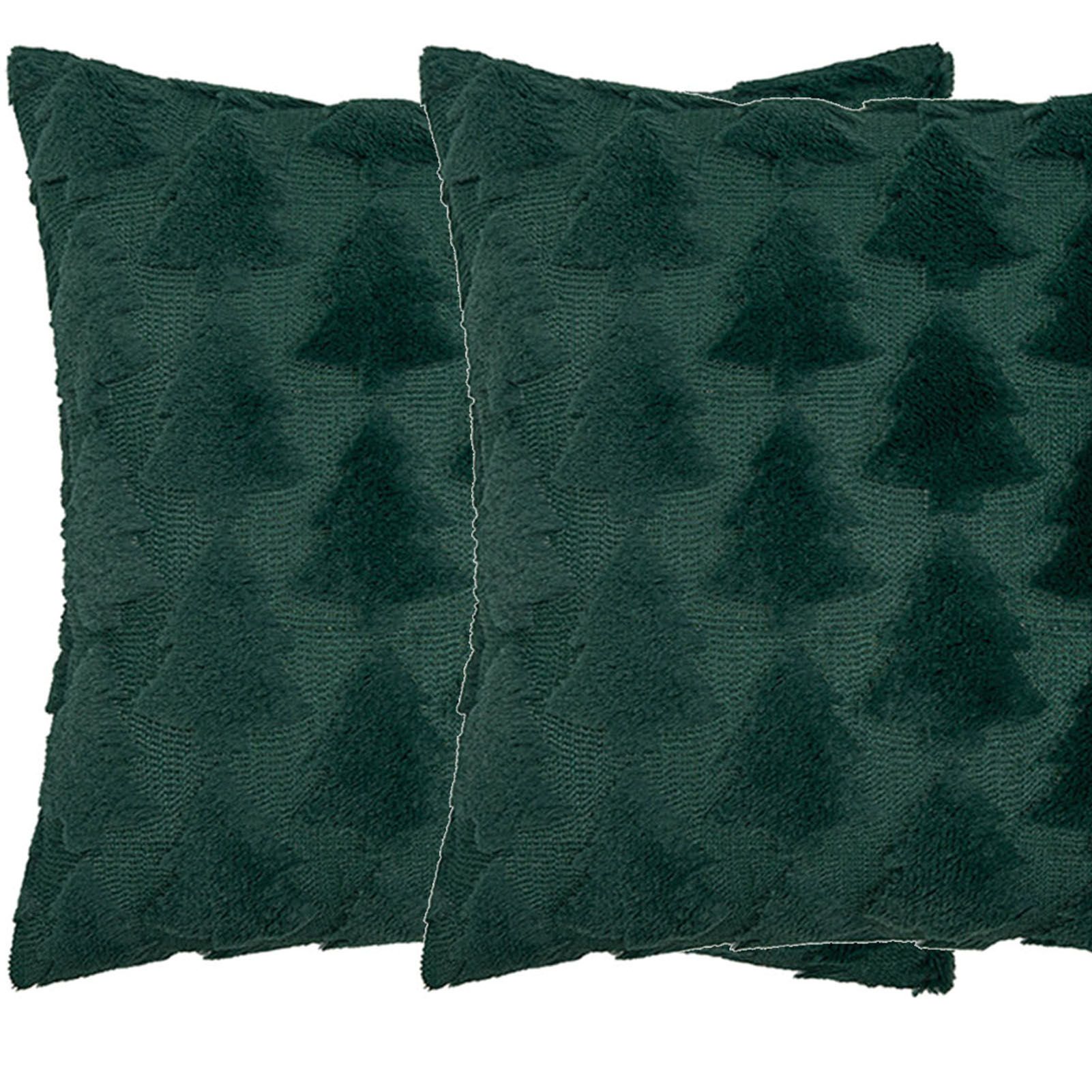 2pcs Xmas Tree Throw Pillow Covers Dark Green Decorative Soft Pillowcases for view 5