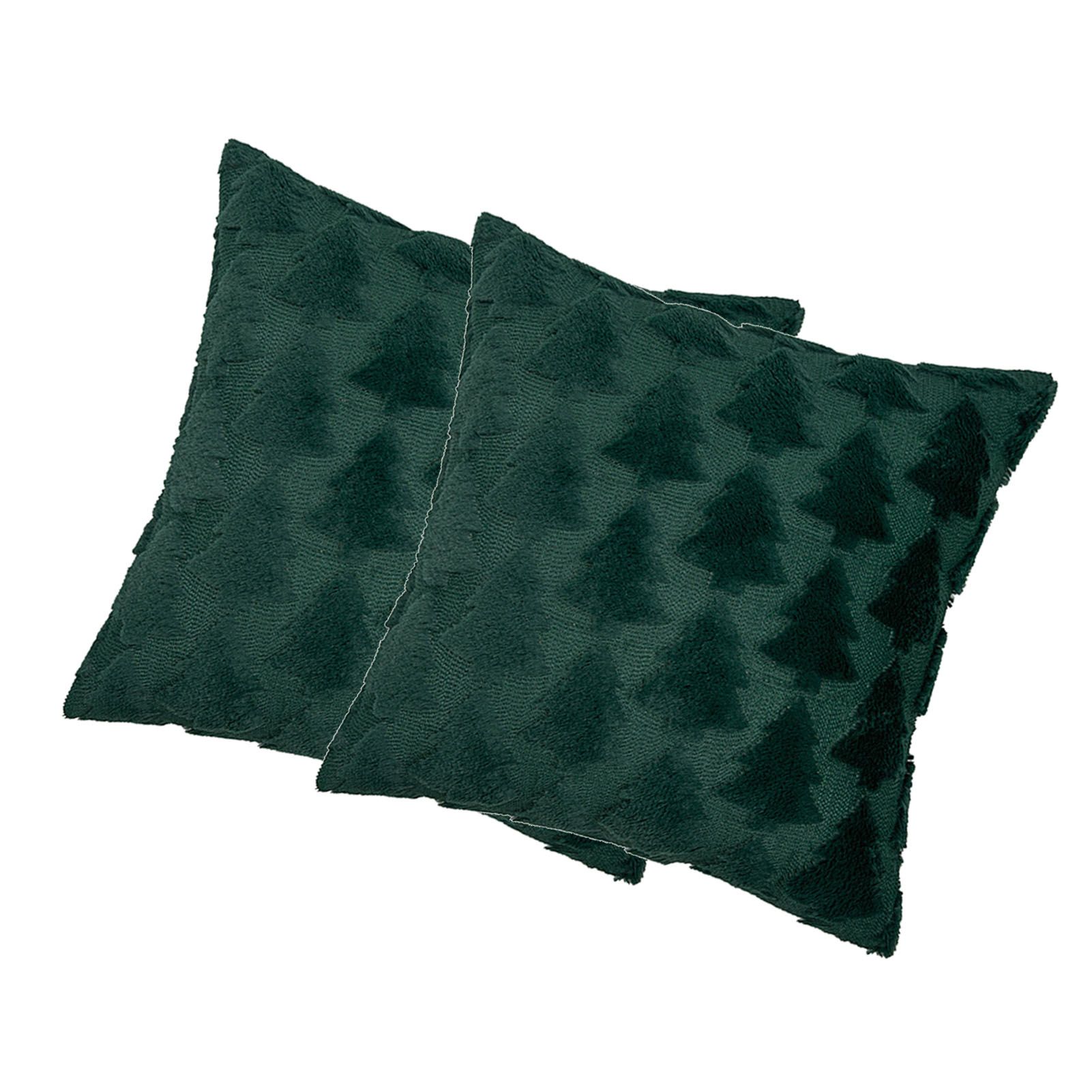 2pcs Xmas Tree Throw Pillow Covers Dark Green Decorative Soft Pillowcases for view 6