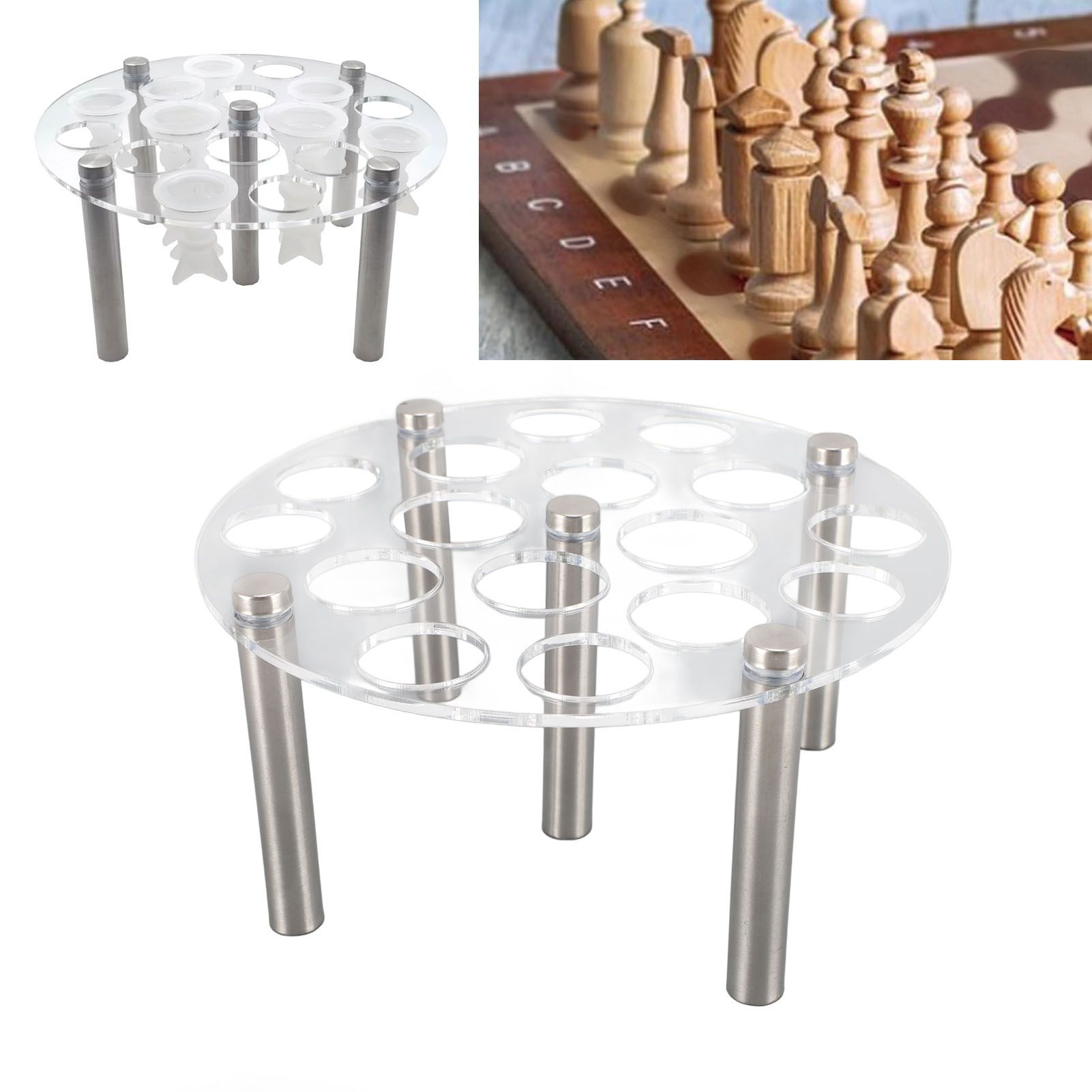 Chess Piece Holder for DIY Acrylic Aluminum Round Chess Piece Die Holder Stand view 12