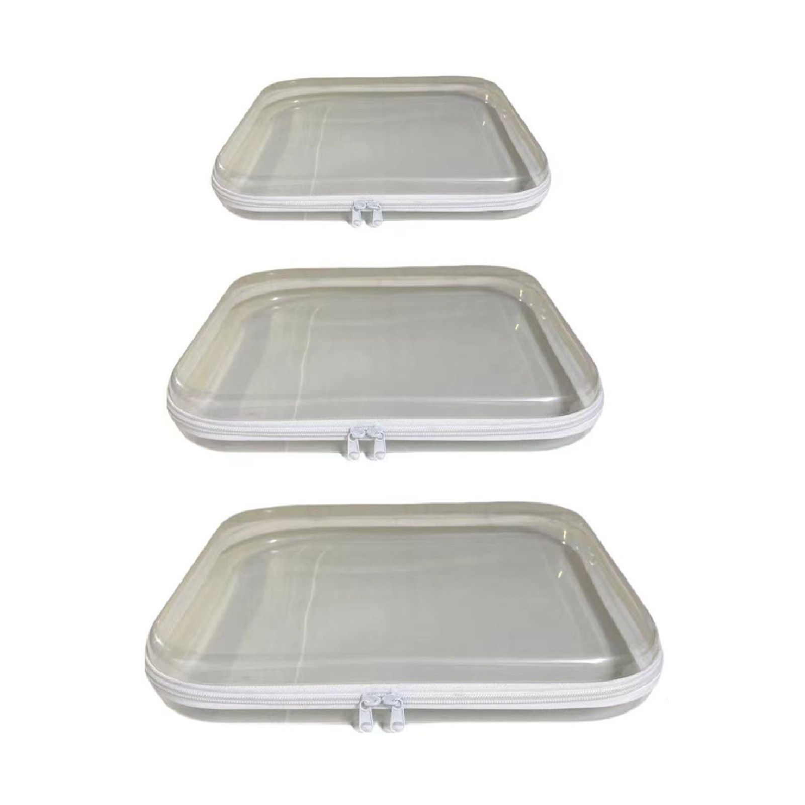 3pcs Zippered Hard Pouch Clear Hard Pouch Container Storage Box for Clothes view 3