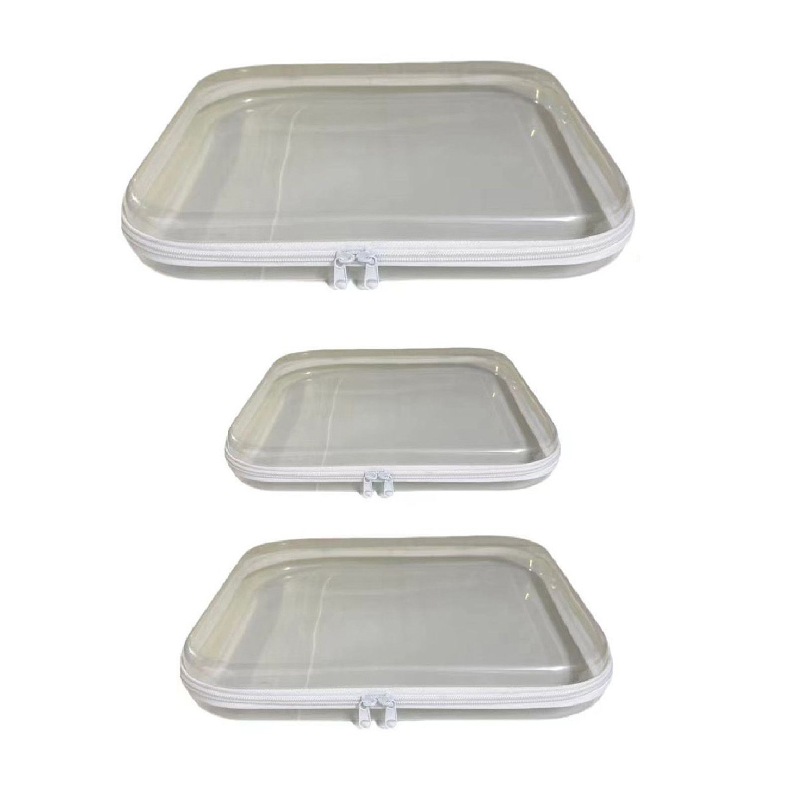 3pcs Zippered Hard Pouch Clear Hard Pouch Container Storage Box for Clothes view 4