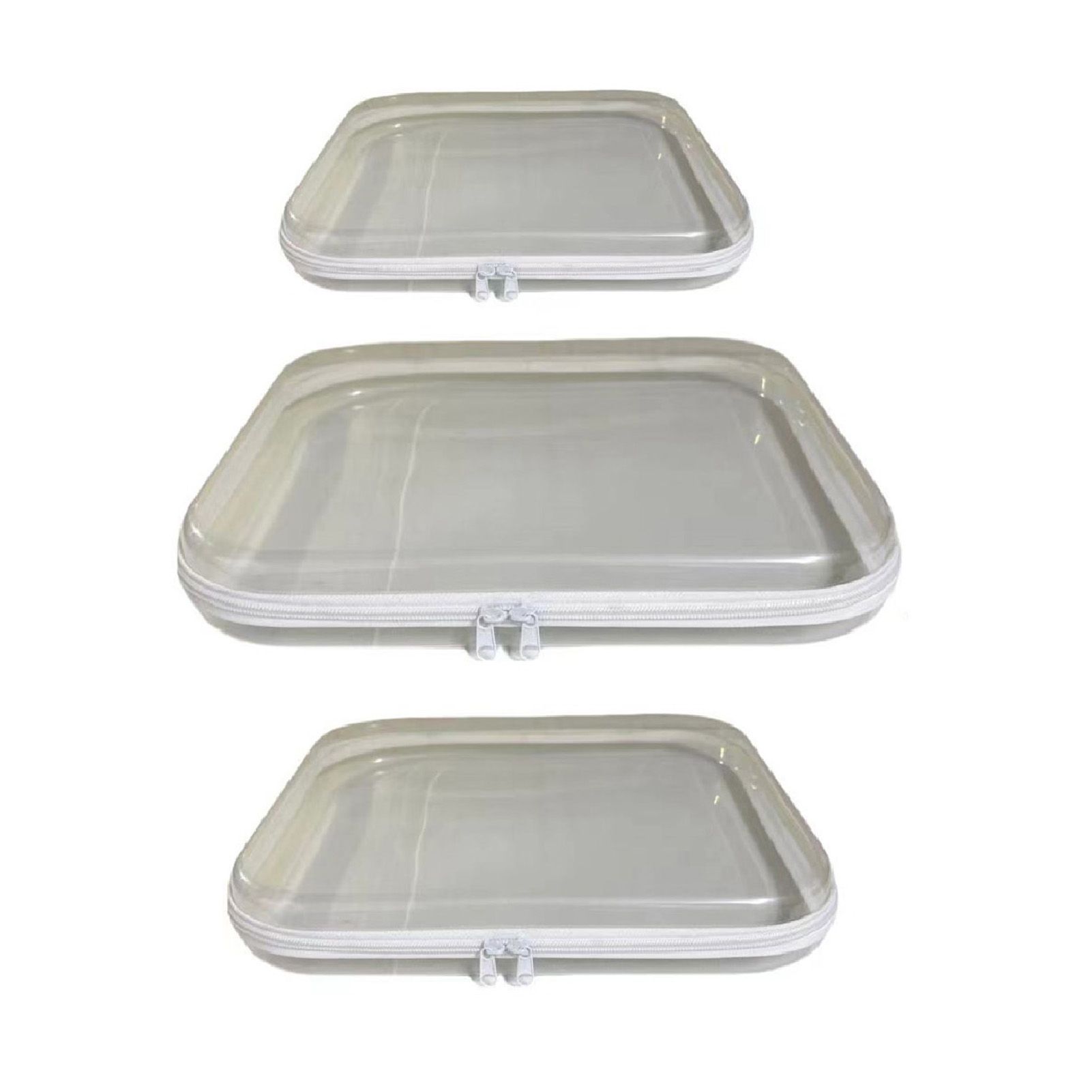 3pcs Zippered Hard Pouch Clear Hard Pouch Container Storage Box for Clothes view 5