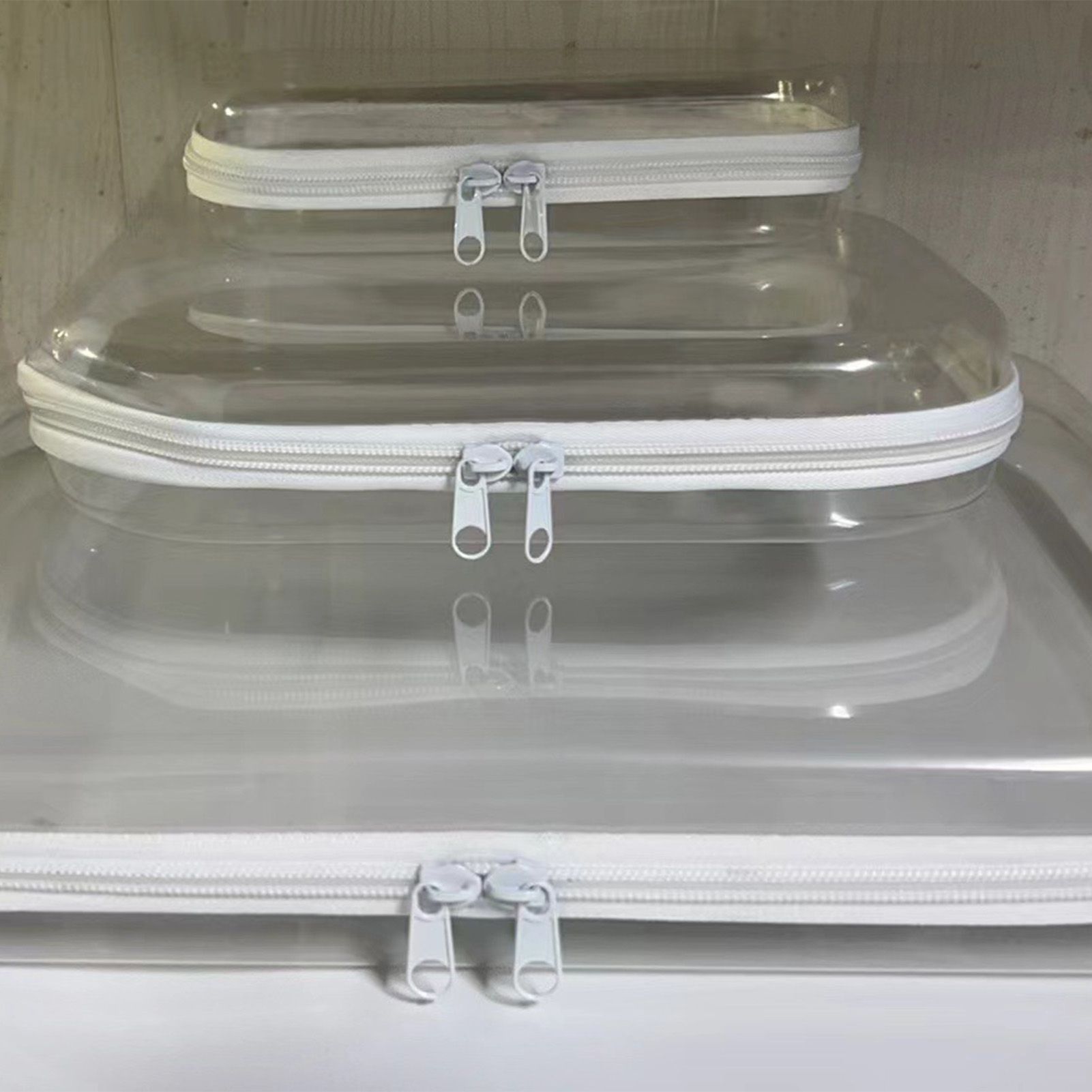 3pcs Zippered Hard Pouch Clear Hard Pouch Container Storage Box for Clothes view 7