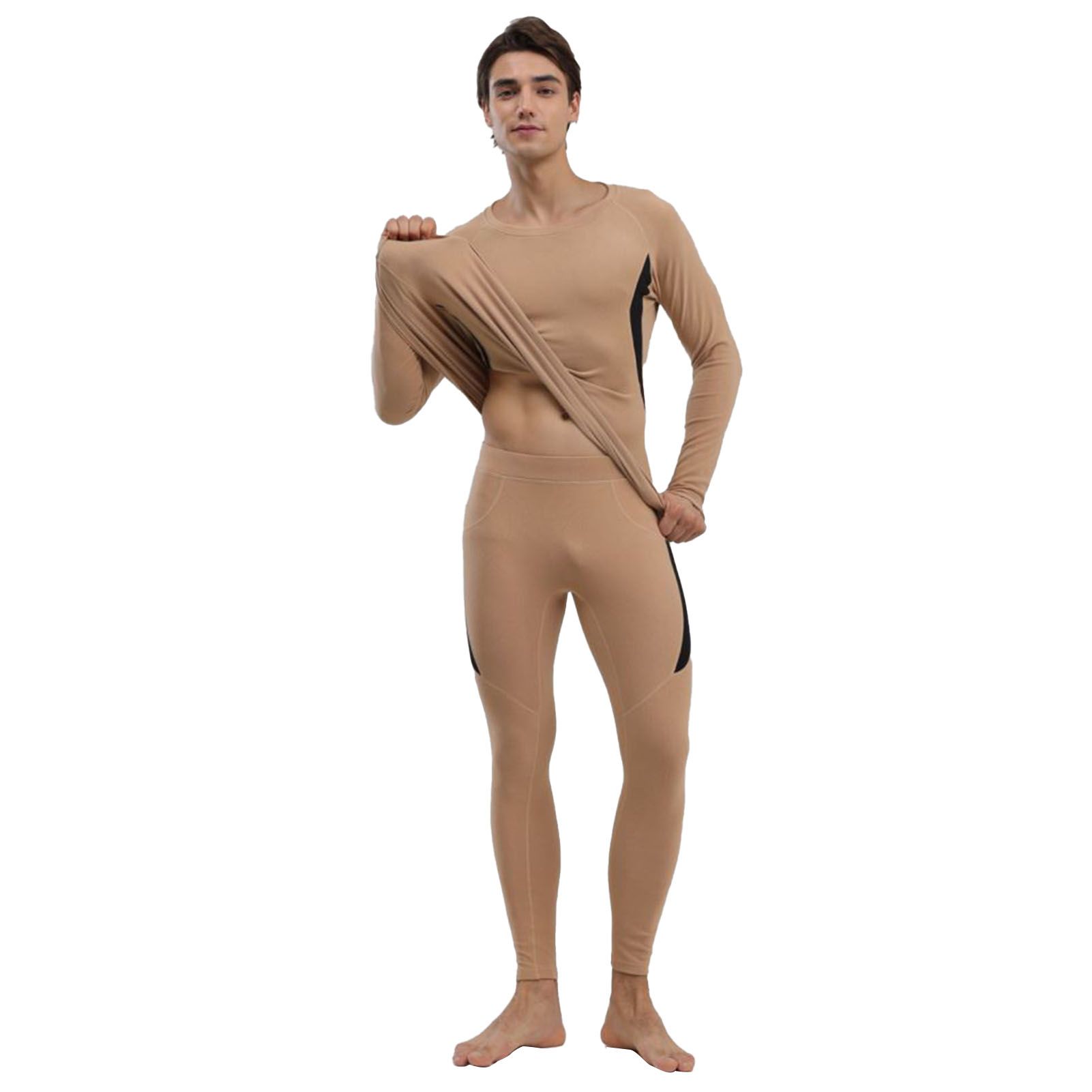 Men Thermal Underwear Set Tight Fit Warm Long Johns Long Sleeve Shirts Thermal view 3