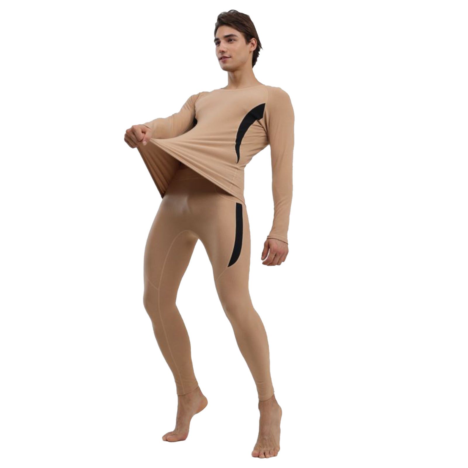 Men Thermal Underwear Set Tight Fit Warm Long Johns Long Sleeve Shirts Thermal