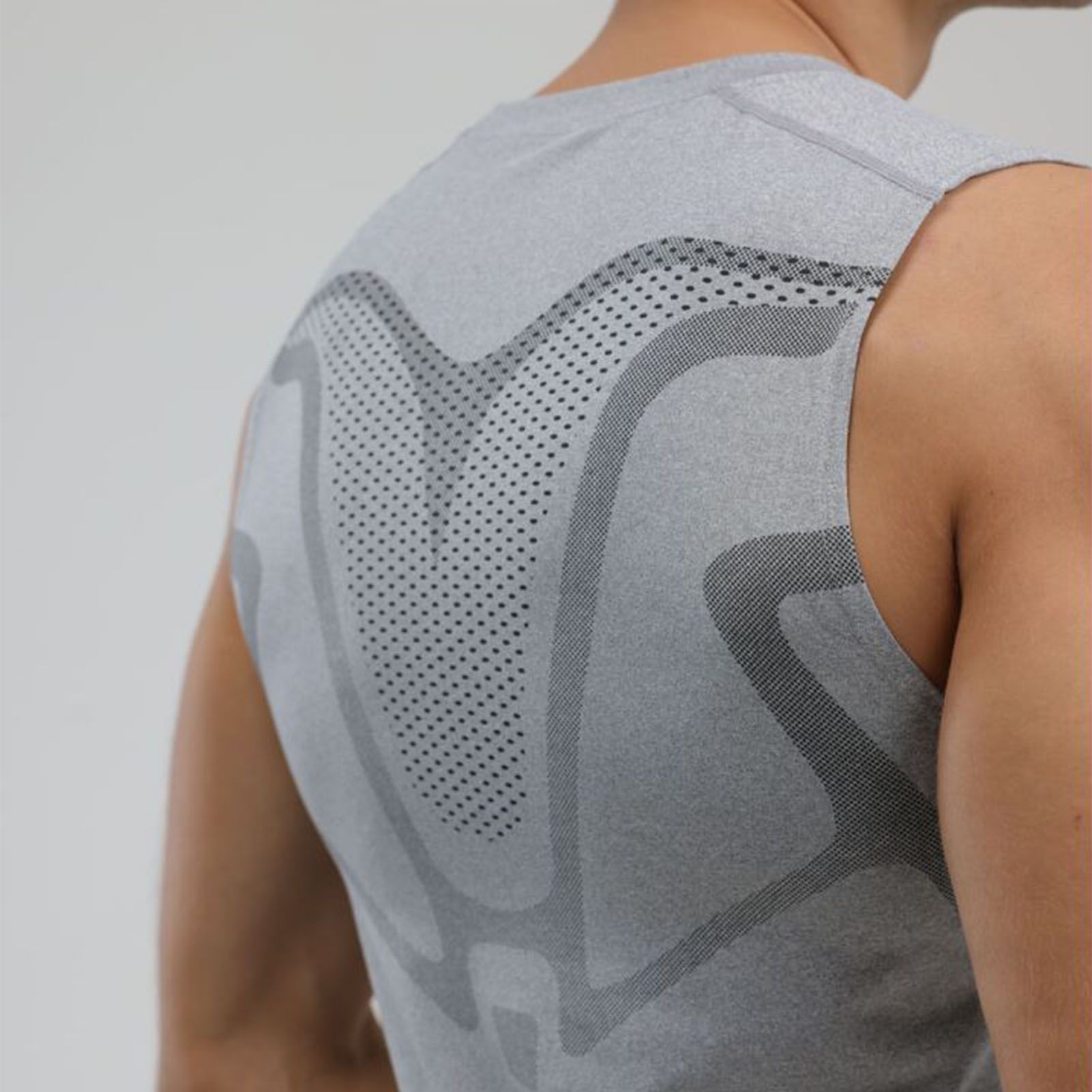 Men Tank Top Gray Quick Dry Thin Breathable Sleeveless Workout T Shirt for view 2