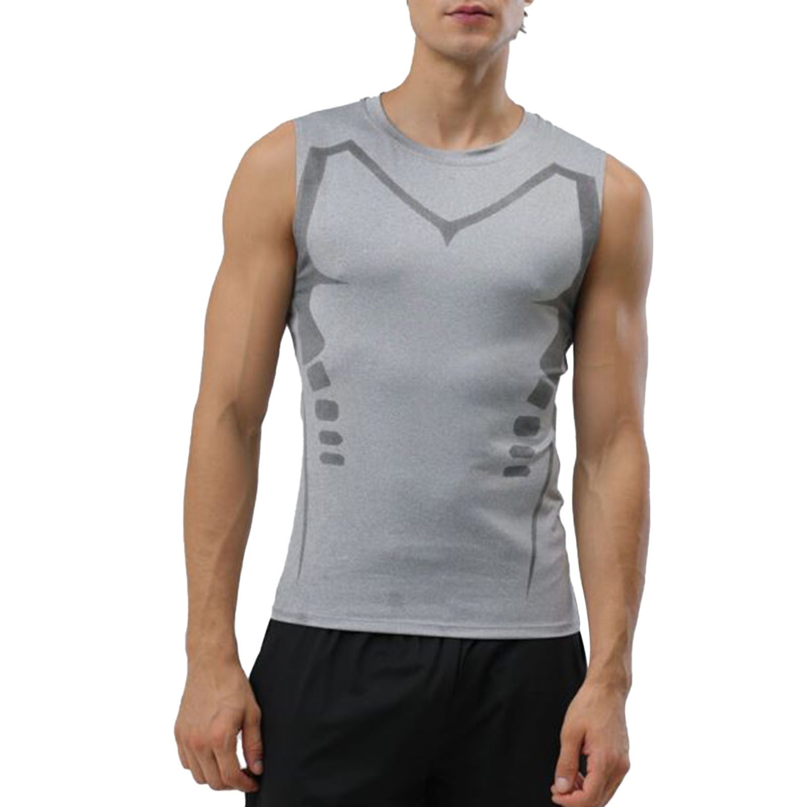 Men Tank Top Gray Quick Dry Thin Breathable Sleeveless Workout T Shirt for