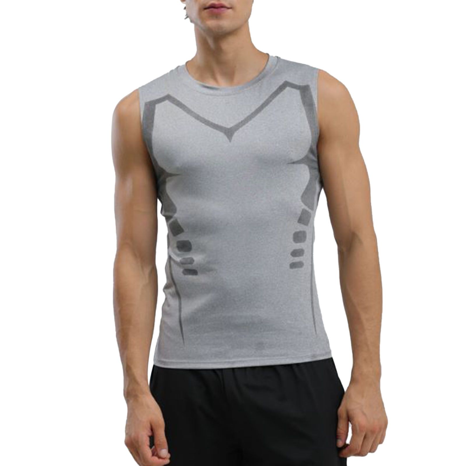 Men Tank Top Gray Quick Dry Thin Breathable Sleeveless Workout T Shirt for view 3