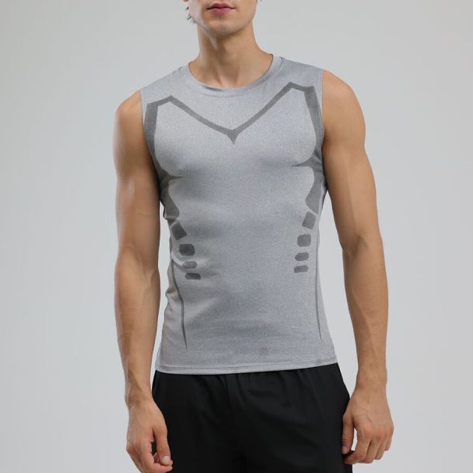Men Tank Top Gray Quick Dry Thin Breathable Sleeveless Workout T Shirt for view 4
