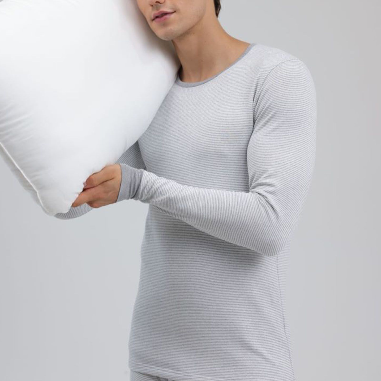 1 Set Men Thermal Underwear Set Knit Slim Fit Stylish Warm Winter Base Layer view 8