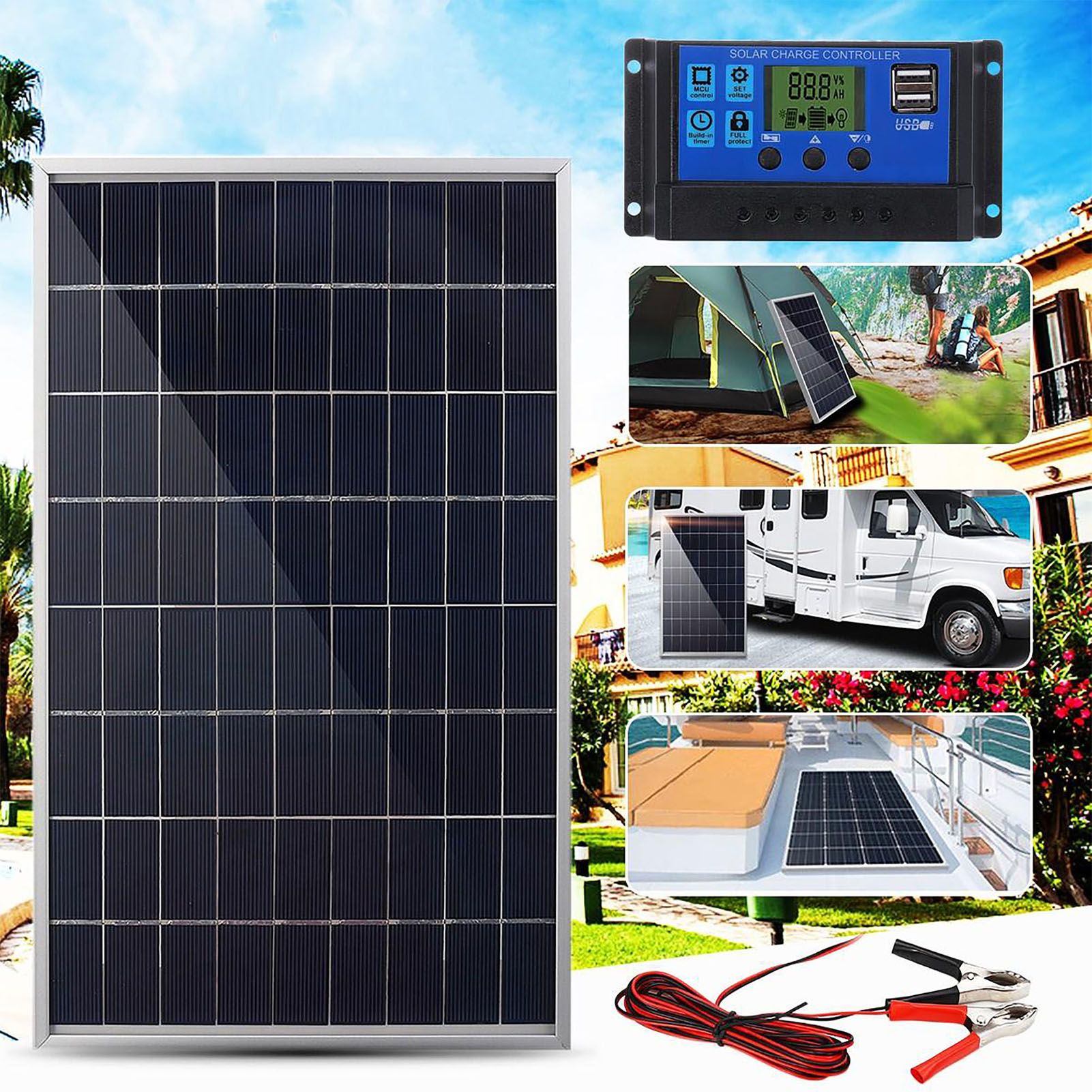 Solar Panel High Efficiency Multifunctional 12V Solar Battery Charger IP65 view 8