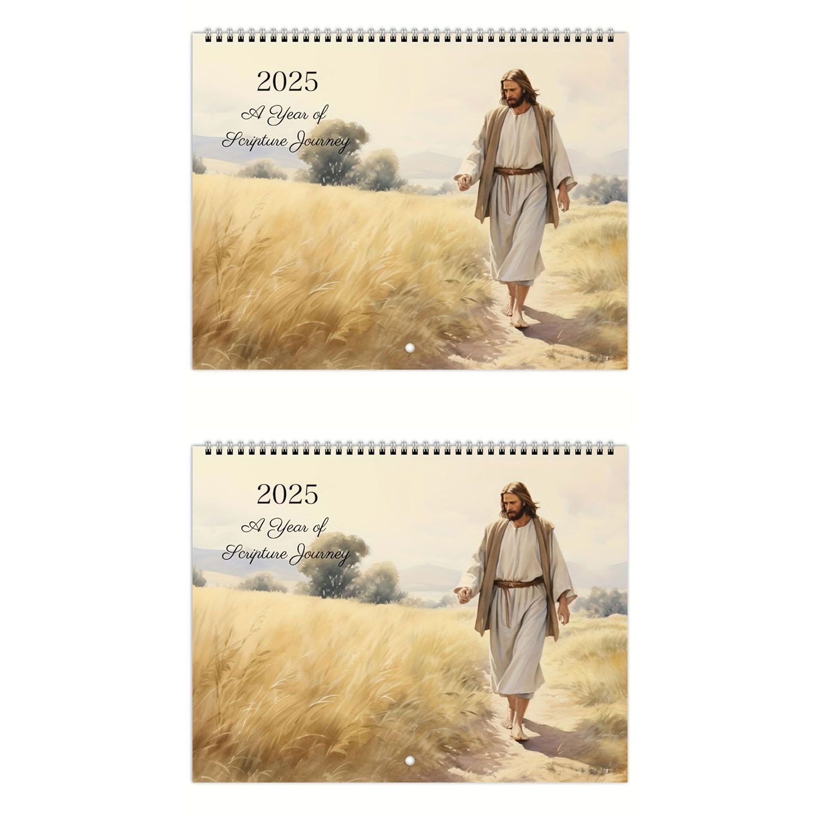 2PCS 2025 Wall Calendar Coated Paper Wire Binding Hanging Calendar for Home view 3
