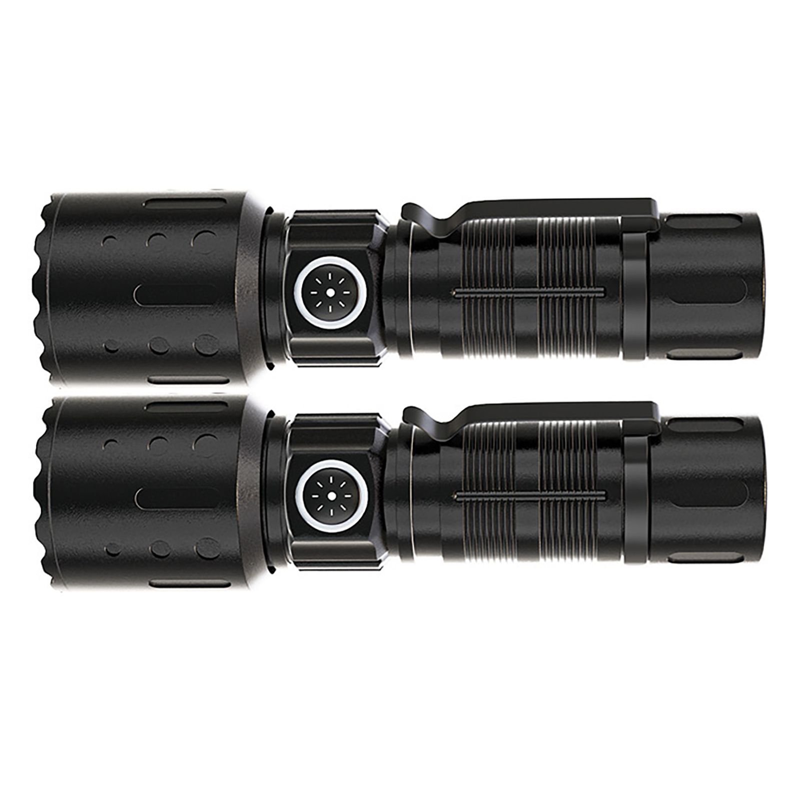2PCS LED Super Bright Flashlights USB Rechargeable Telescopic Zoom Flashlight