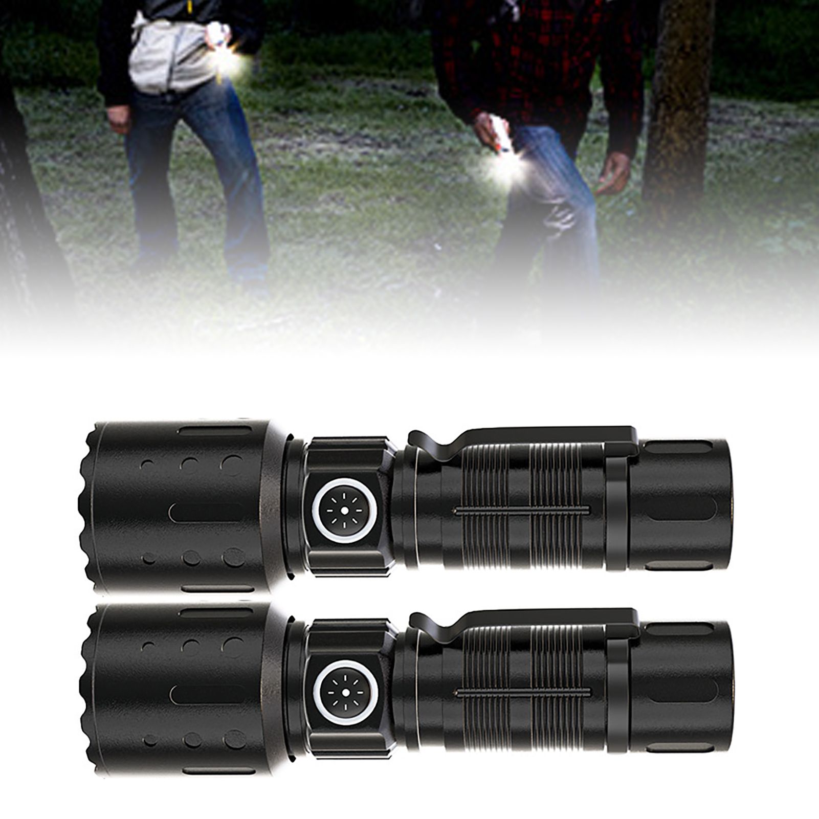 2PCS LED Super Bright Flashlights USB Rechargeable Telescopic Zoom Flashlight view 8