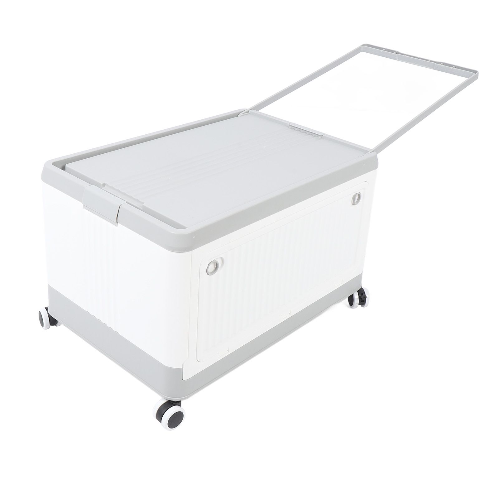 Folding Storage Bin with Lid Wheels PP Stackable Rolling Utility Storage Box