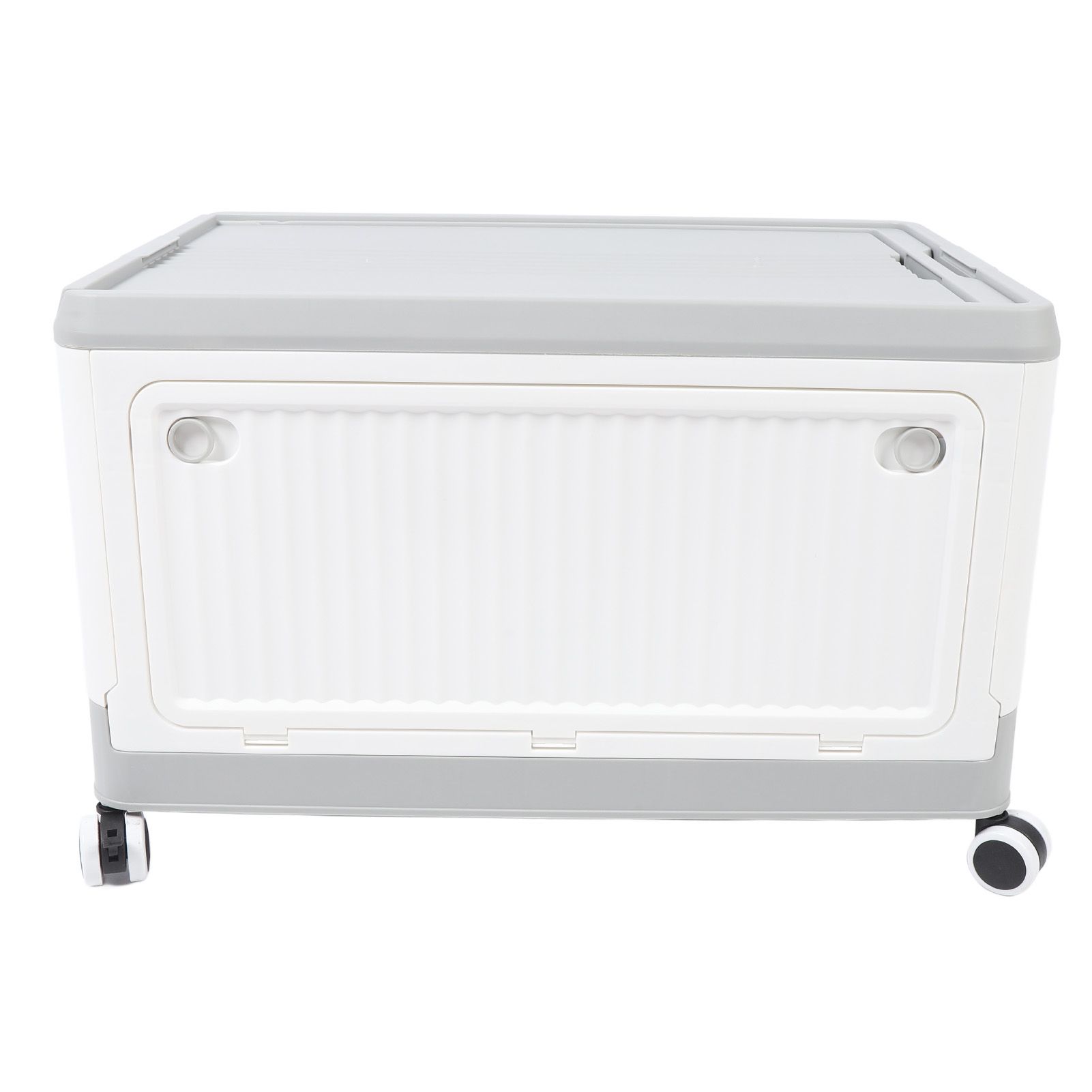 Folding Storage Bin with Lid Wheels PP Stackable Rolling Utility Storage Box view 3