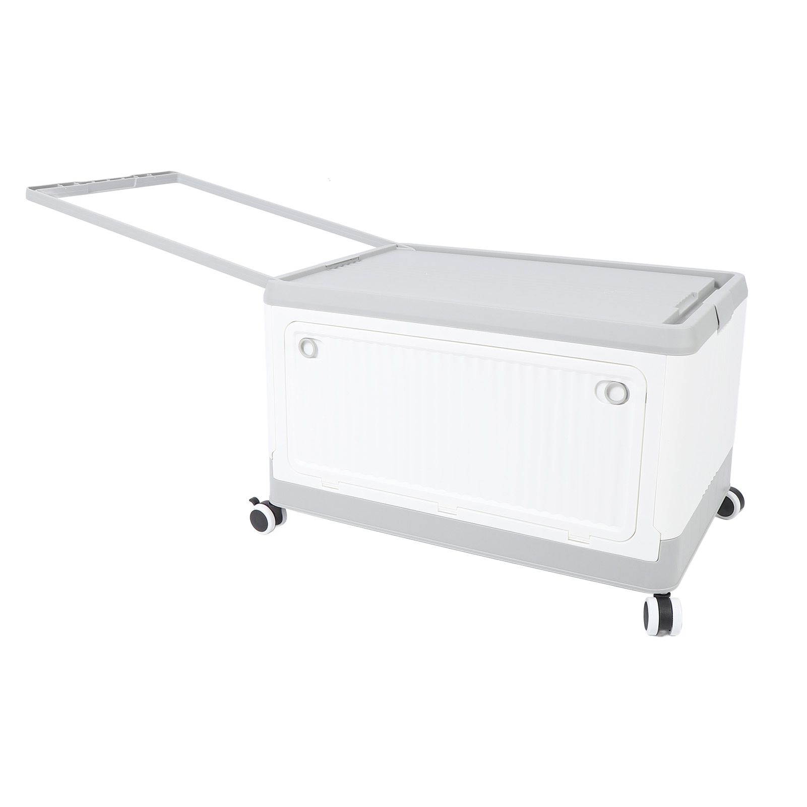 Folding Storage Bin with Lid Wheels PP Stackable Rolling Utility Storage Box view 10