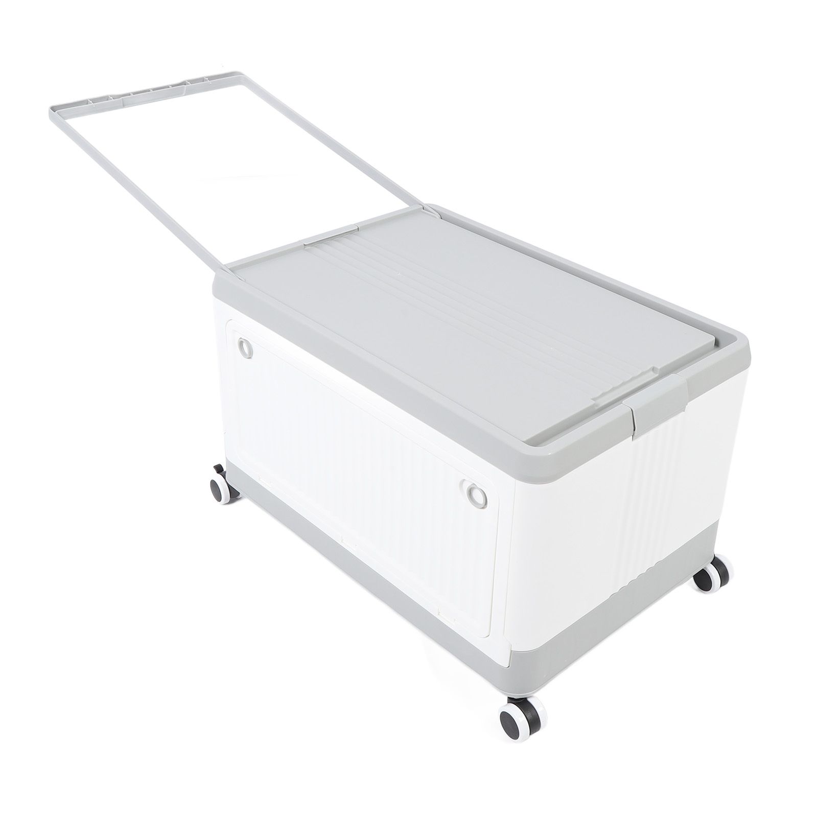 Folding Storage Bin with Lid Wheels PP Stackable Rolling Utility Storage Box view 11