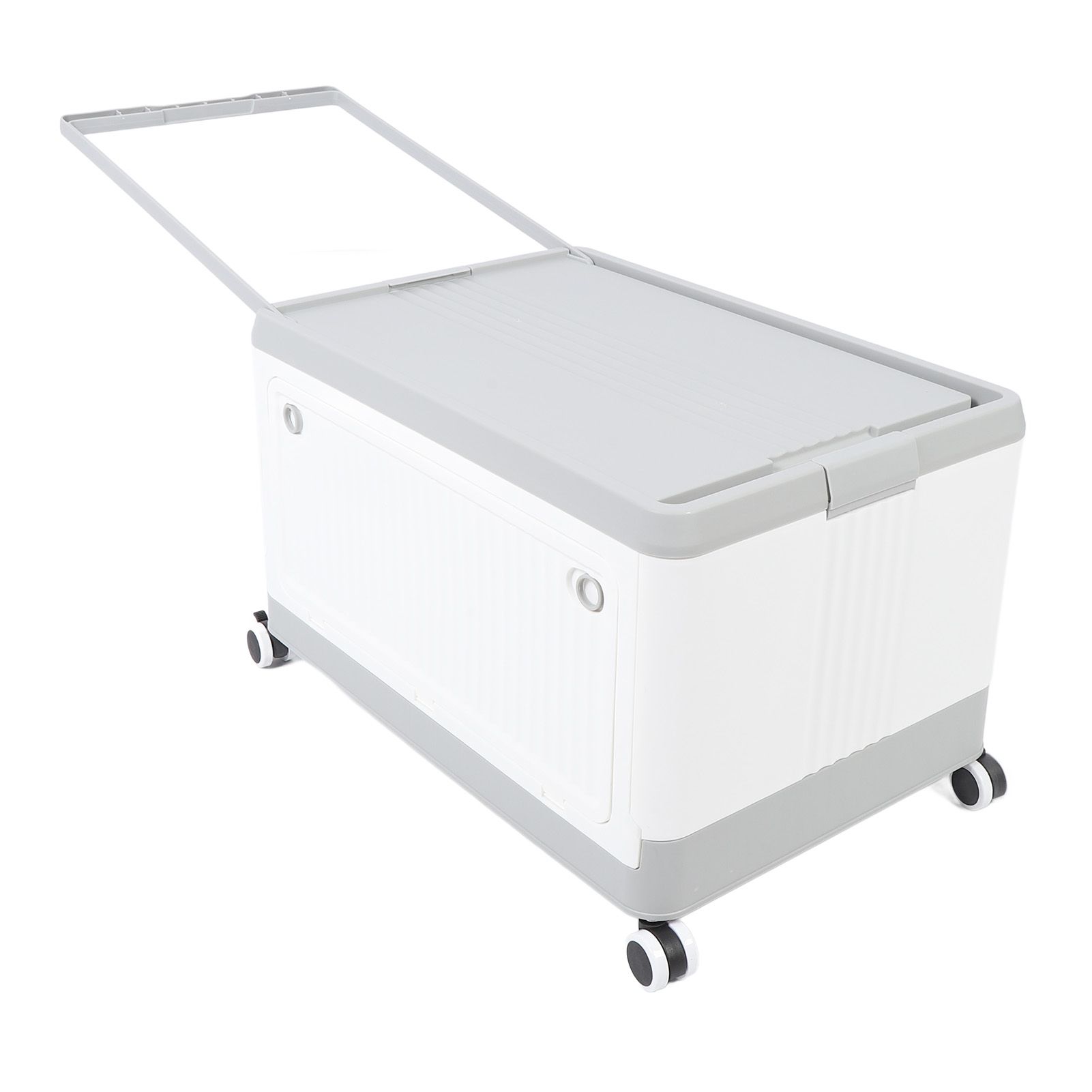 Folding Storage Bin with Lid Wheels PP Stackable Rolling Utility Storage Box view 12