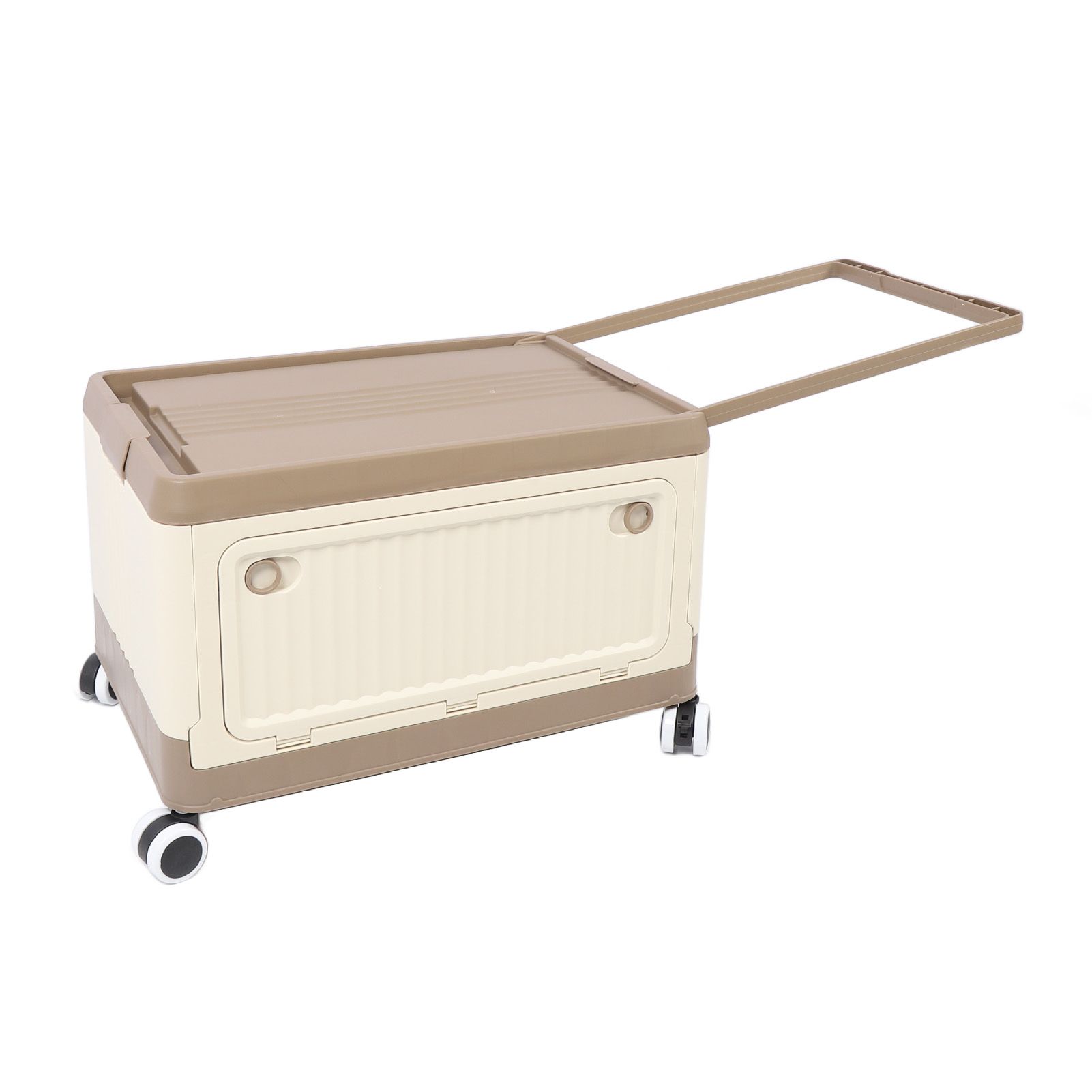 Folding Storage Bin with Lid Wheels PP Stackable Rolling Utility Storage Box