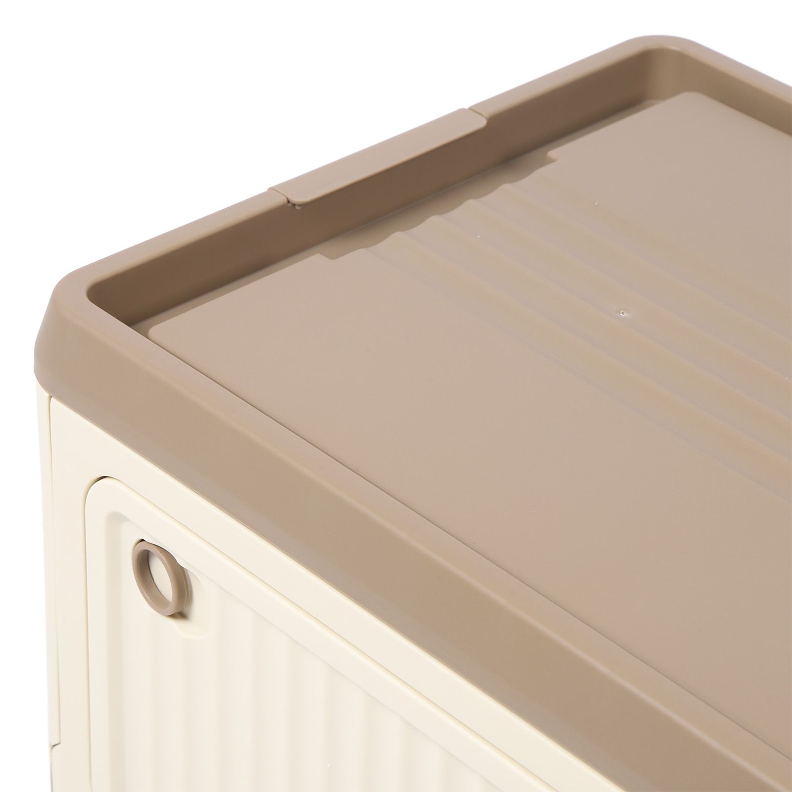 Folding Storage Bin with Lid Wheels PP Stackable Rolling Utility Storage Box view 2