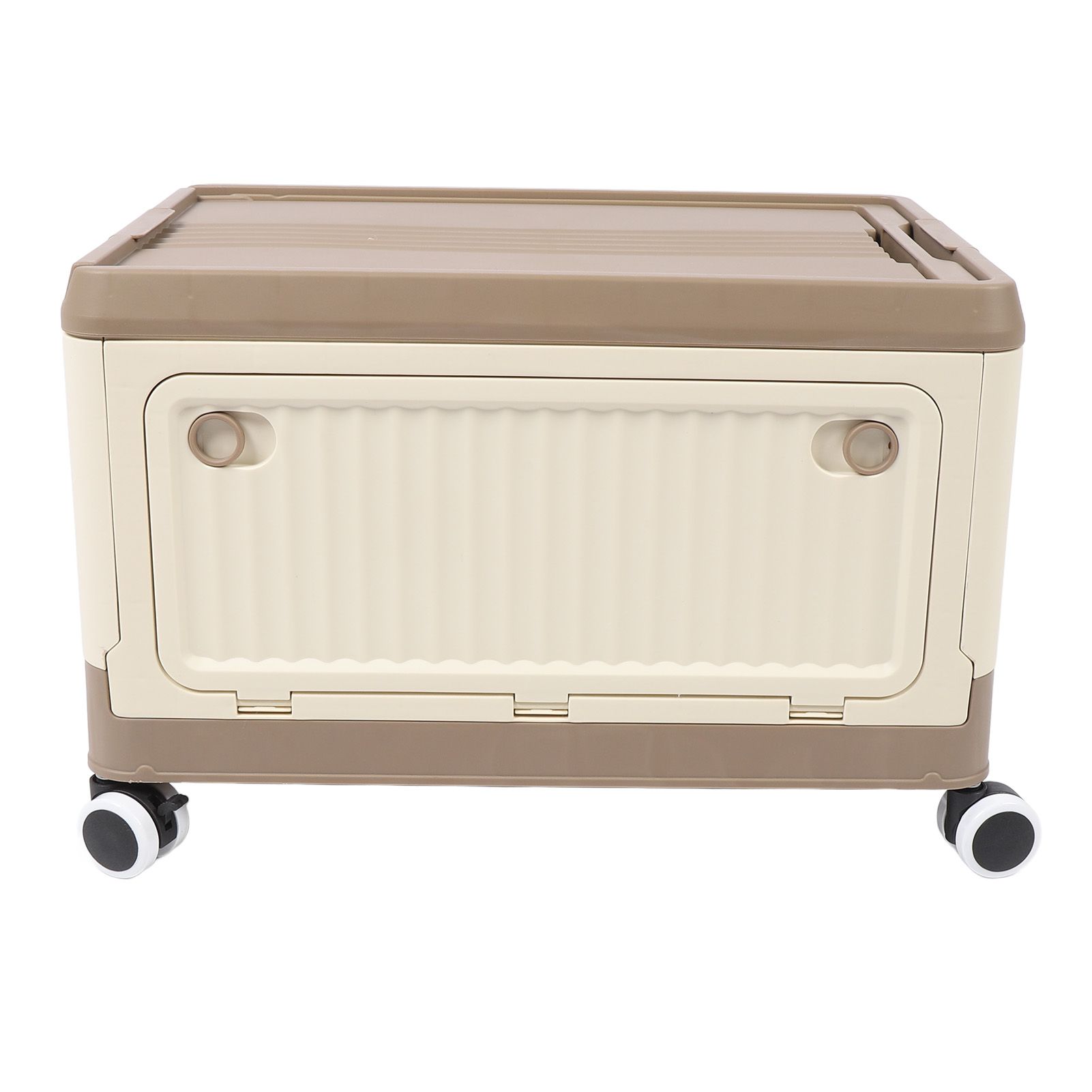 Folding Storage Bin with Lid Wheels PP Stackable Rolling Utility Storage Box view 3